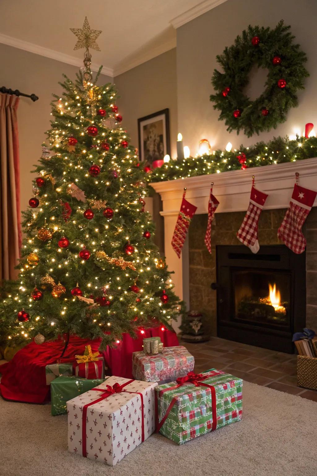 Gift presentations artfully dissolve your tree base into the festive tableau.