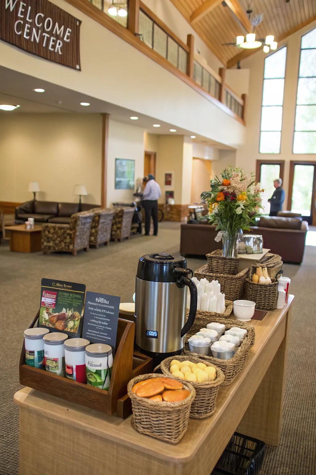 Refreshment areas convey a kind gesture of hospitality.