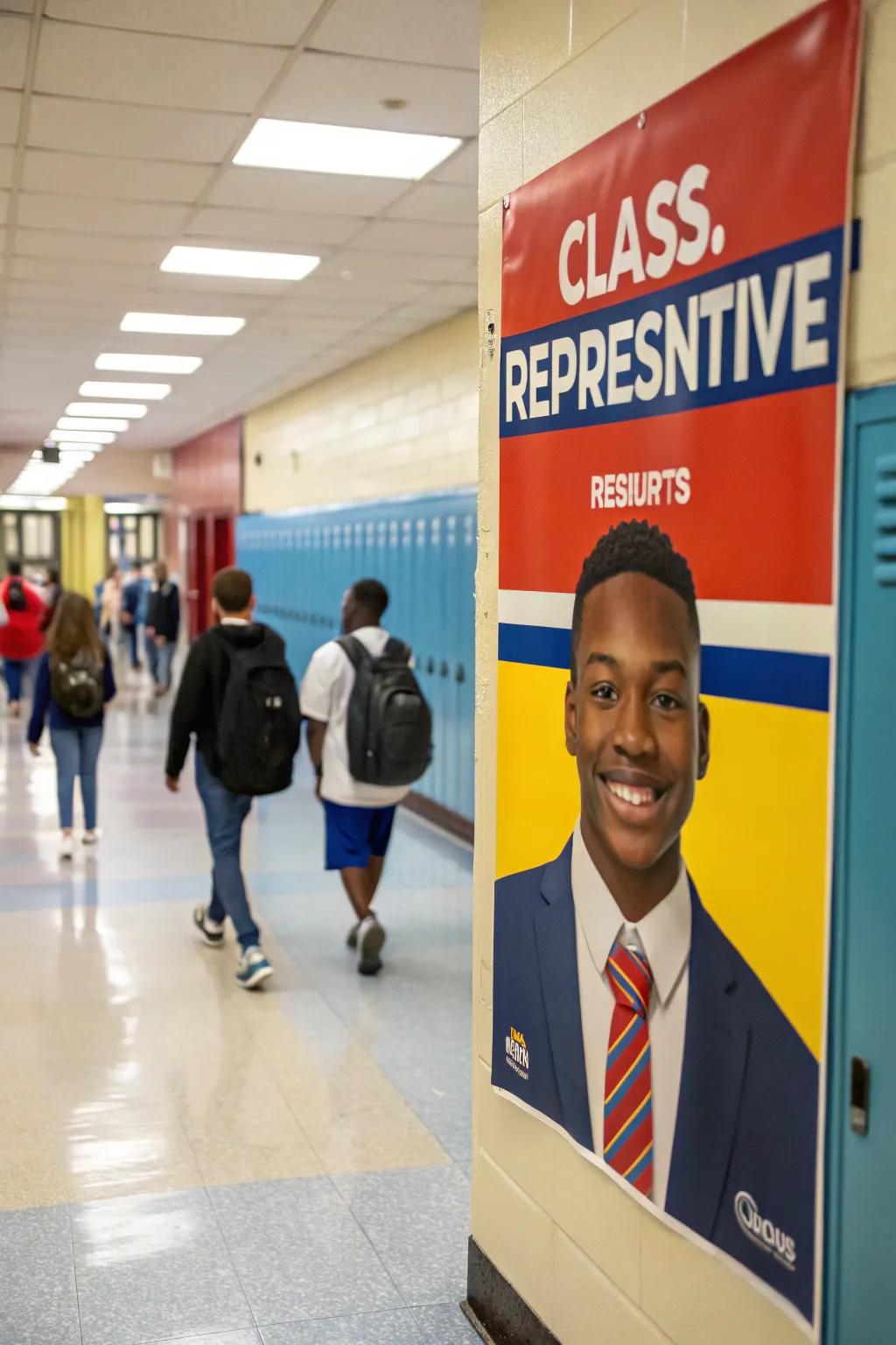 Bold colors make a class representative poster stand out.