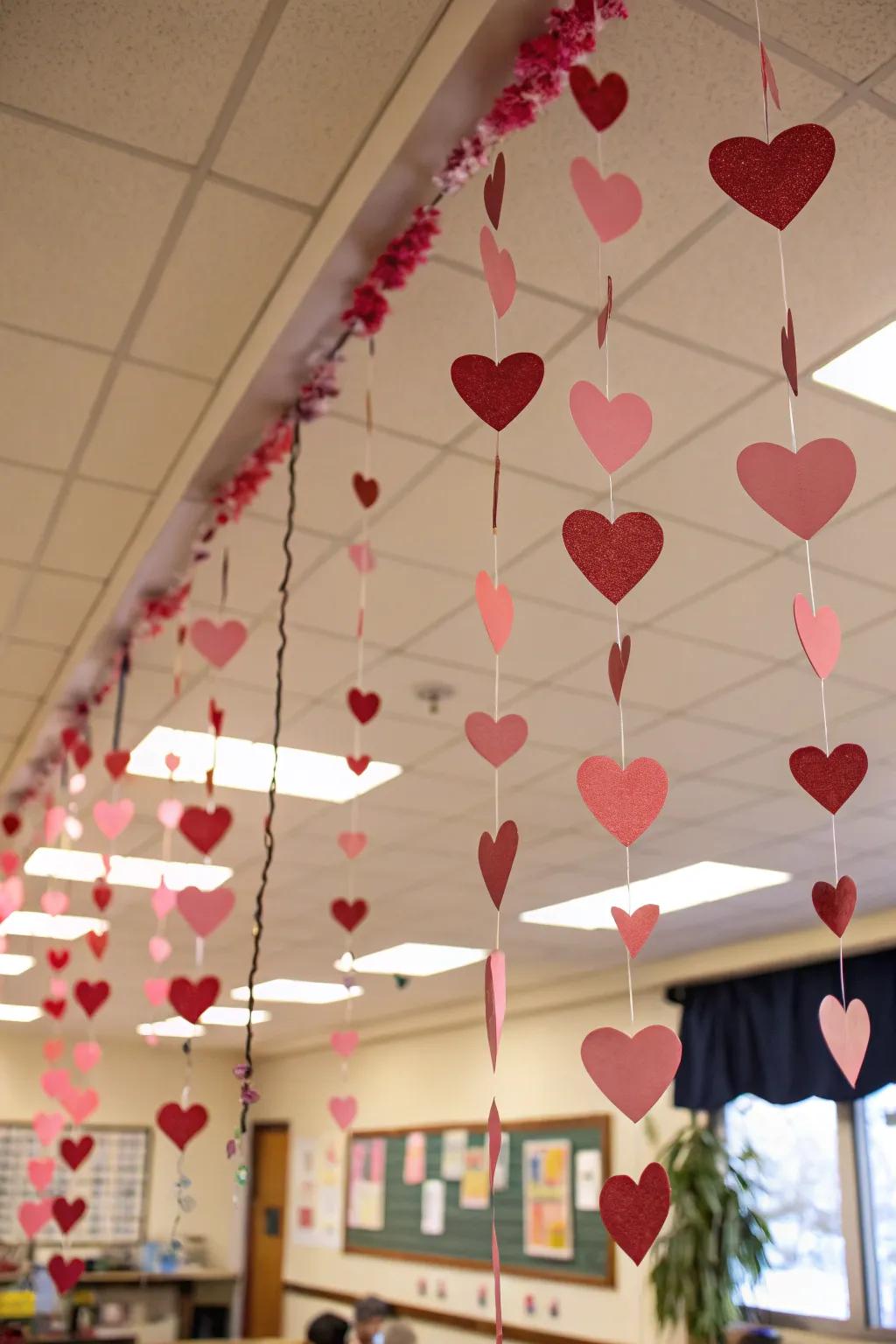 Handcrafted chains injecting a whimsical element into the classroom.