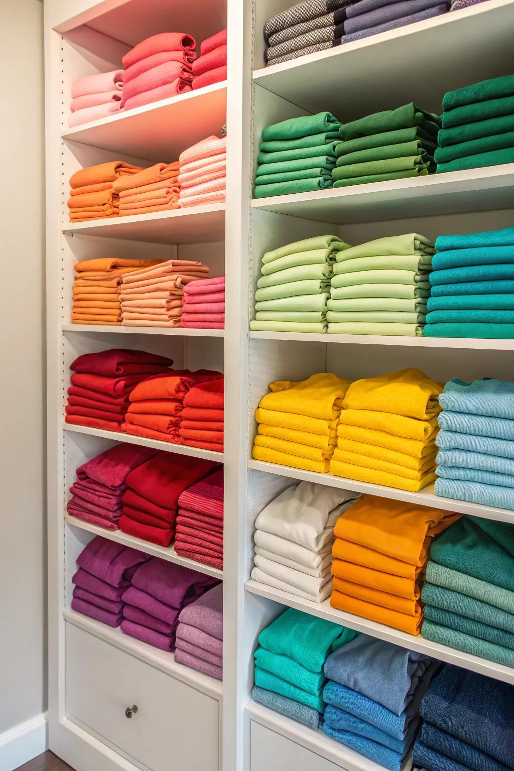 Maintain tidy stacks using smart shelf dividers.