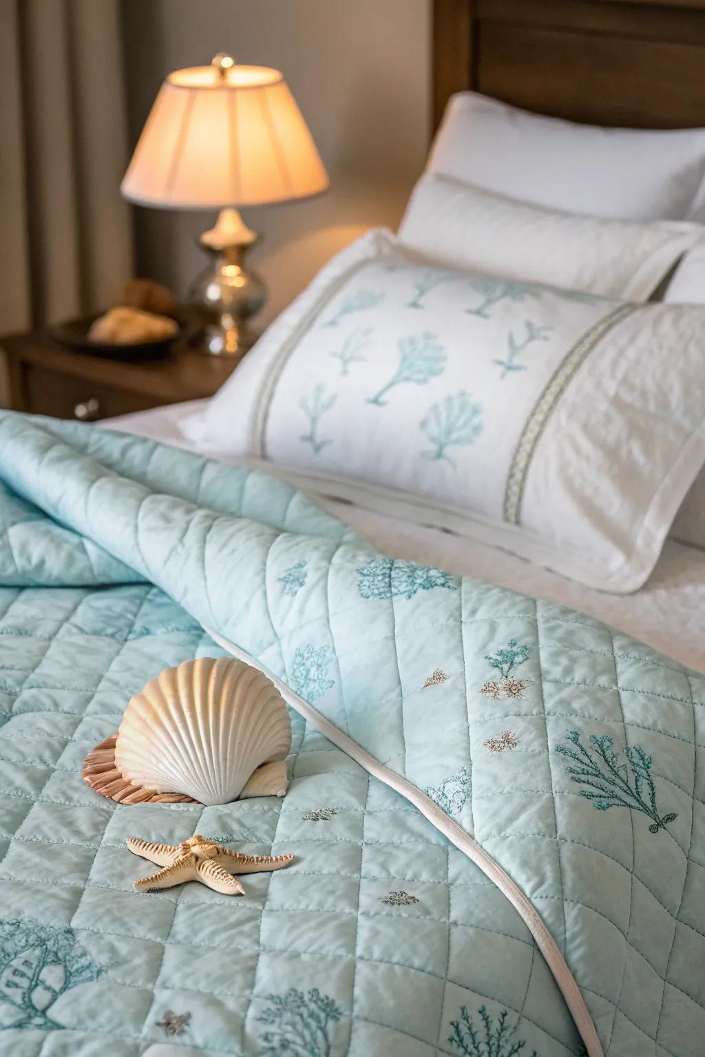 Lightweight quilts ensure comfort and coastal sophistication.