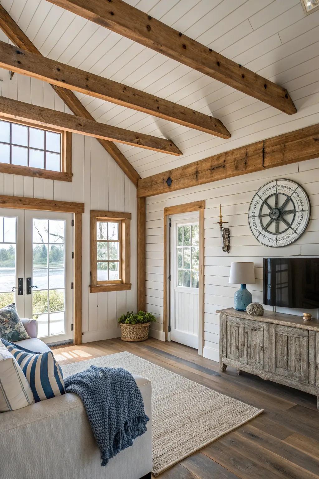 Country touches highlight the coastal farmhouse style with heritage and personality.
