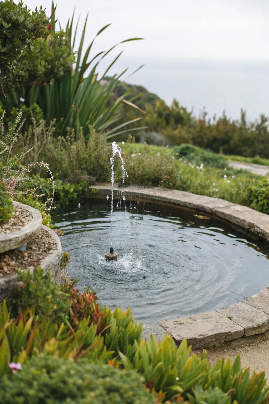 A water feature brings the soothing sounds of the sea to your garden.