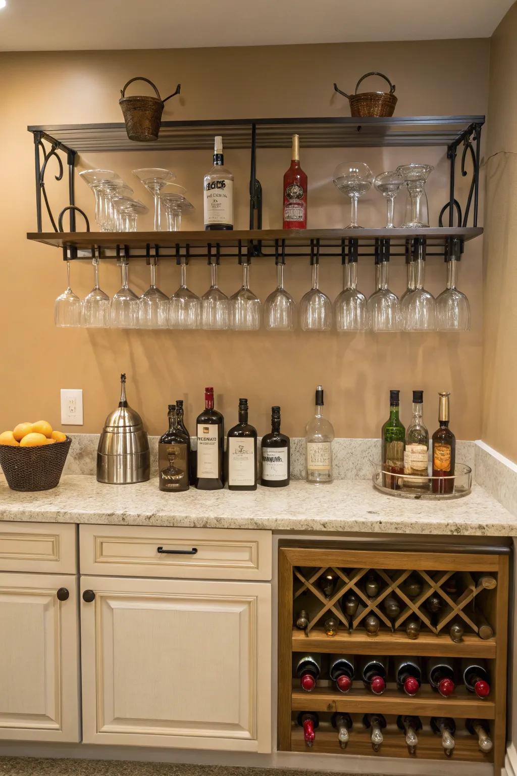 Affixed storage facilitates immediate access to essentials.