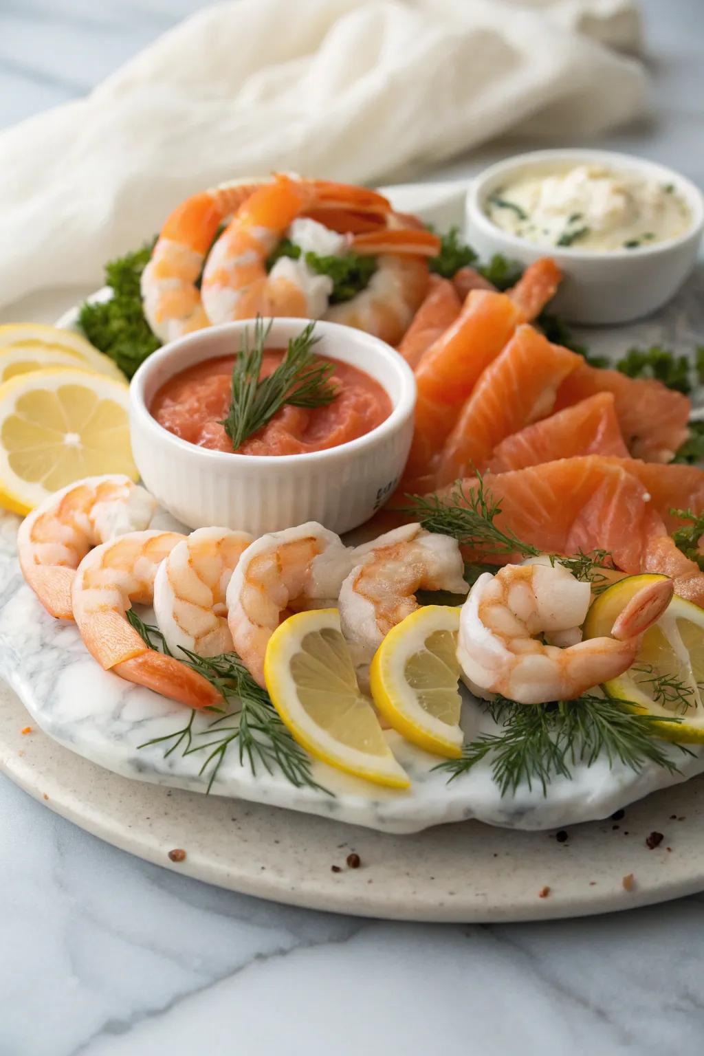 Treat your guests to a seafood-themed cold plate.