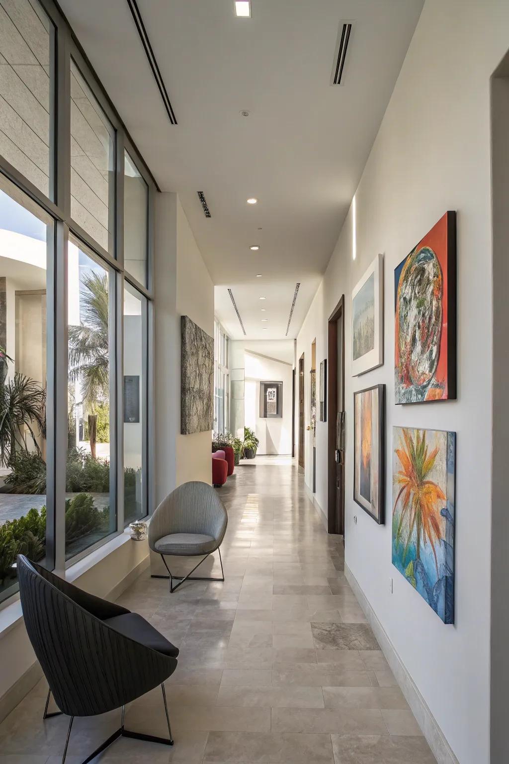 Radiant artistic creations can transform your corridor into a dynamic gallery.