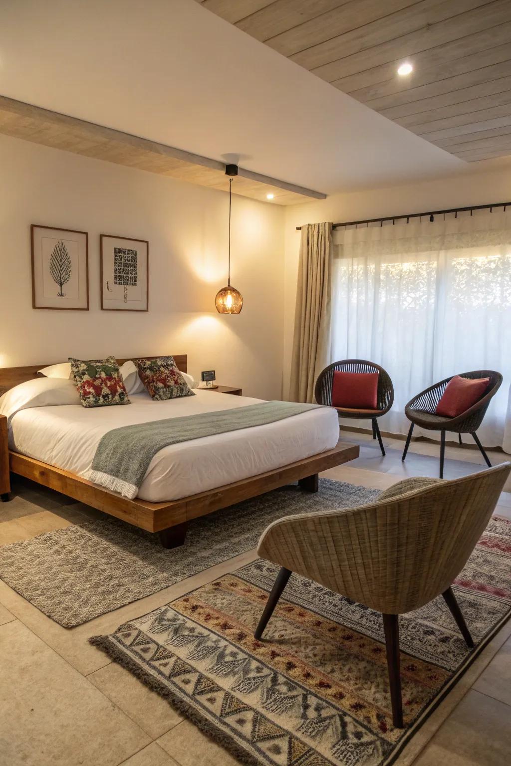 Showcase furnishings make this bedroom genuinely remarkable.