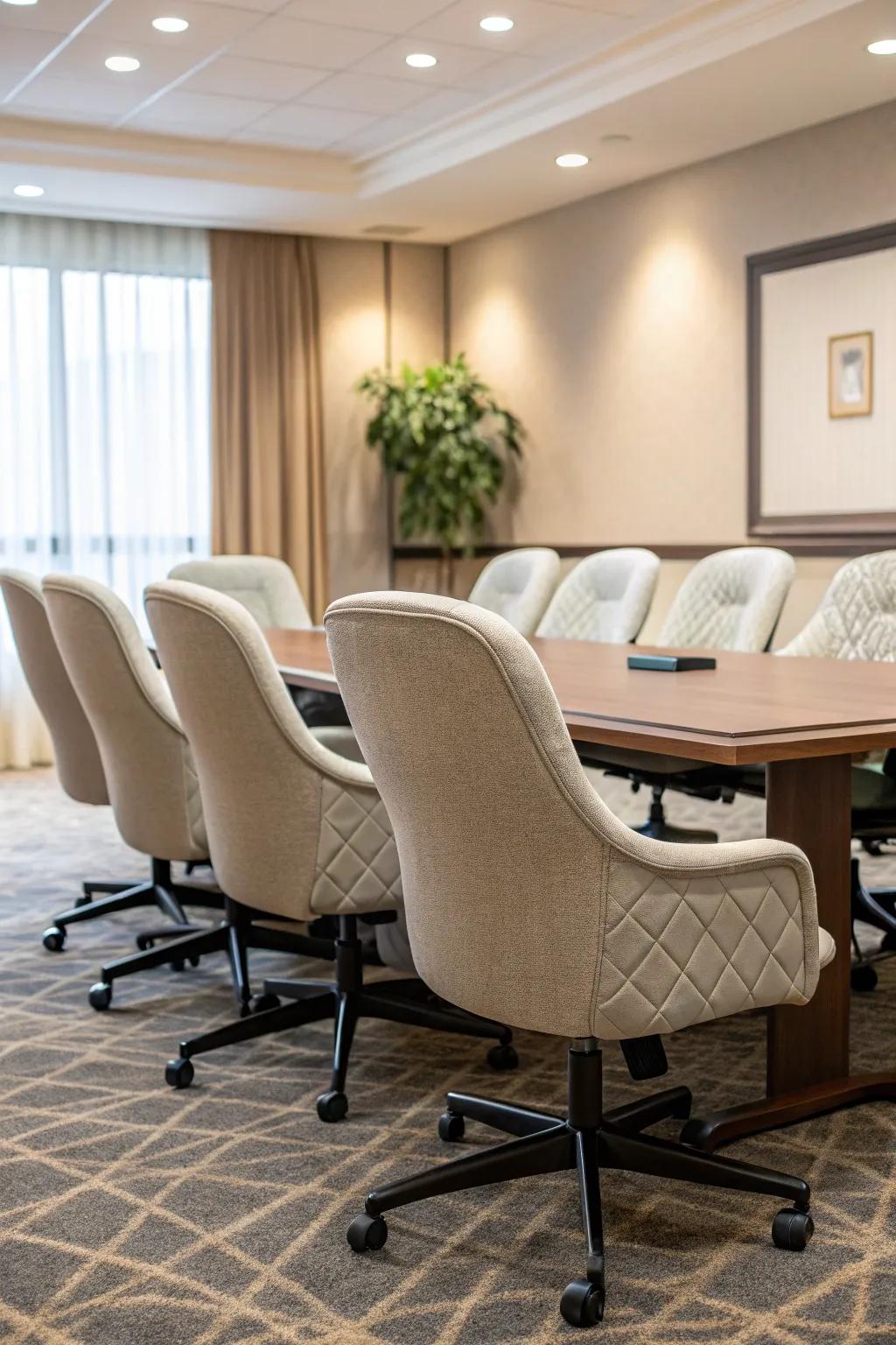 Ergonomic chairs guarantee comfort throughout lengthy discussions.