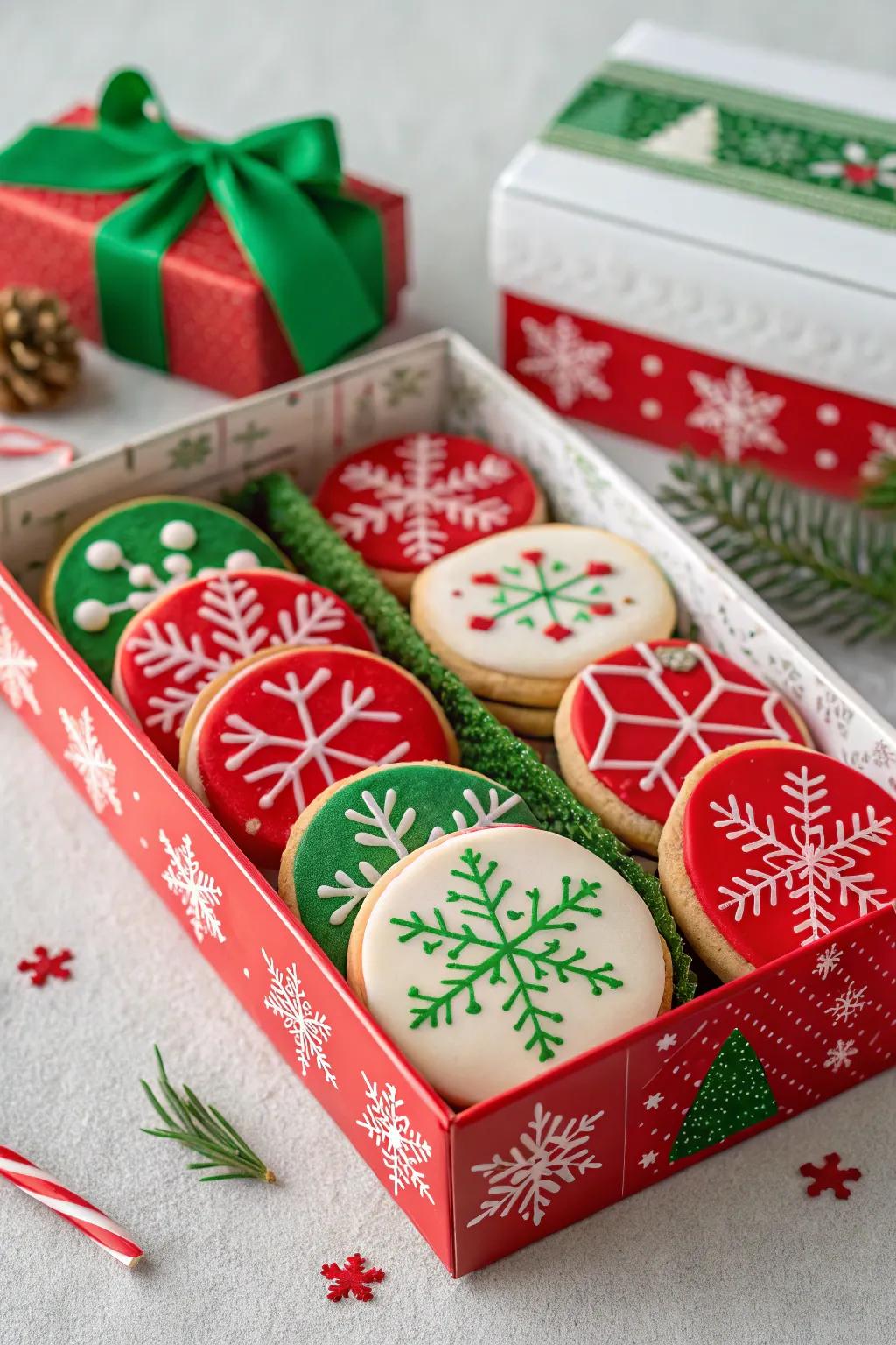 Celebration-themed wrapping brings a joyful spirit to biscuit presents.