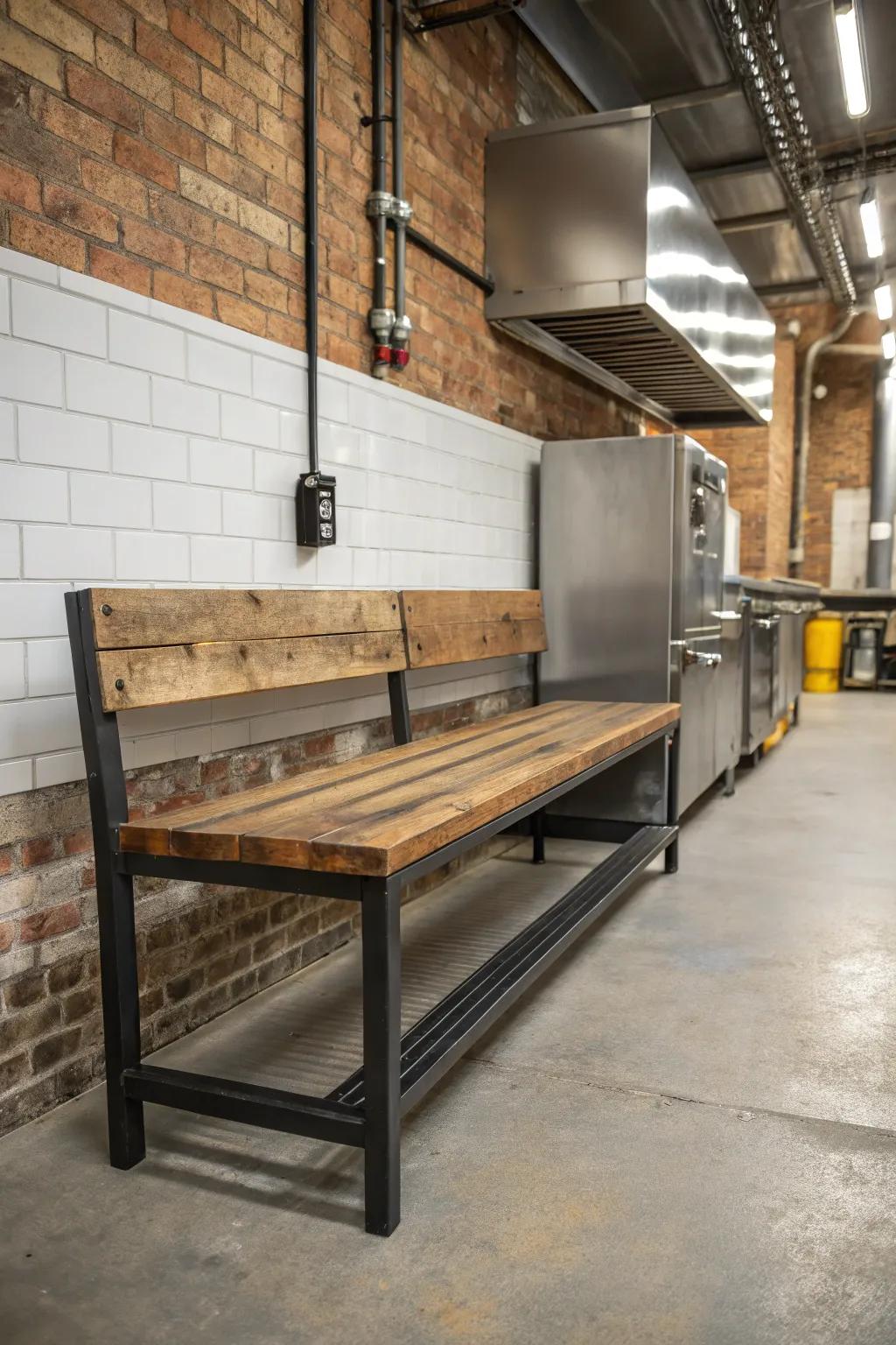 Industrial chic: A flawless fusion of metal and wood.