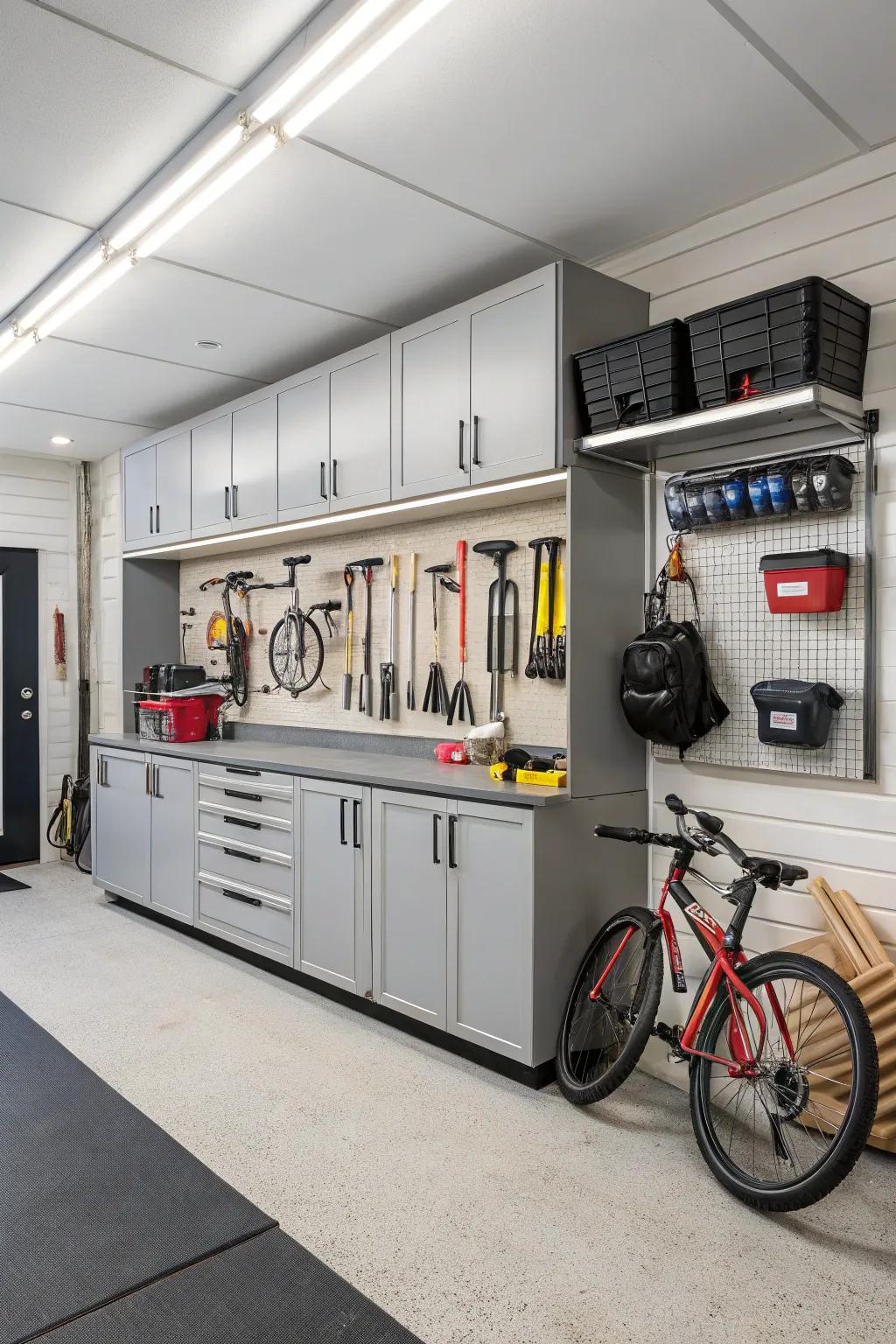 With integrated storage, your garage is turned into an orderly and productive environment.