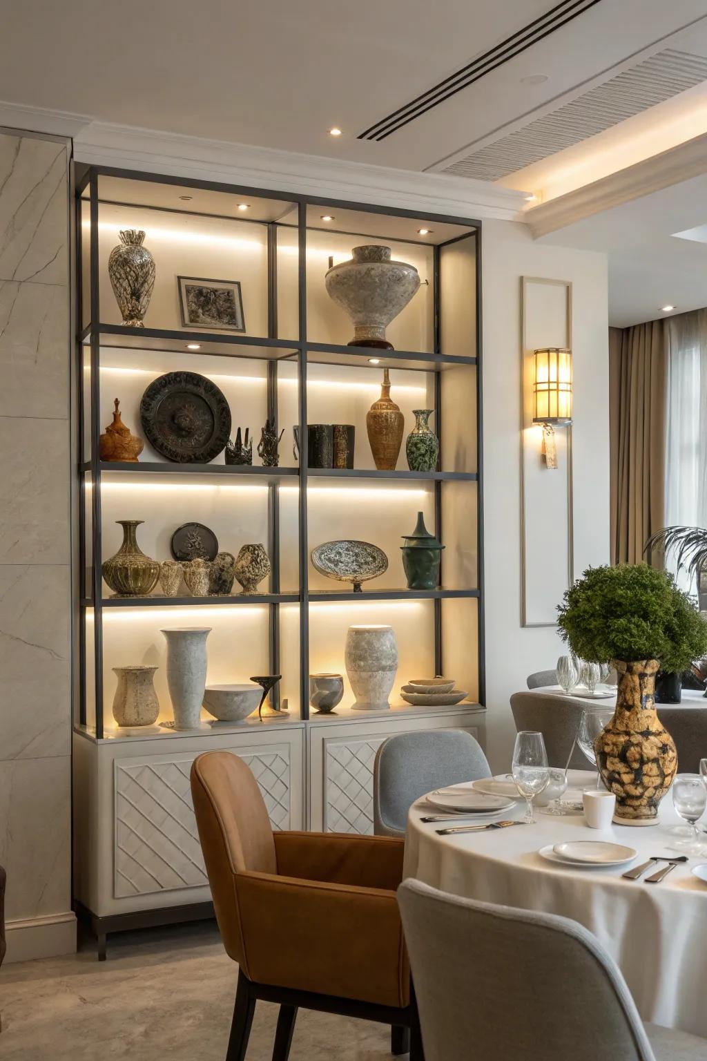 An artful showcase transforms your corner into an engaging display.