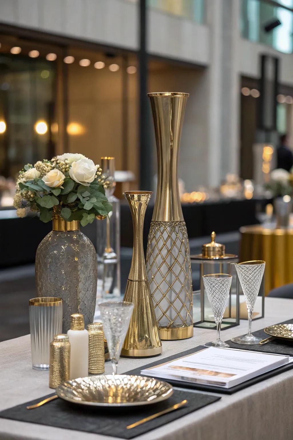 Refined mix of clear and iron accents.