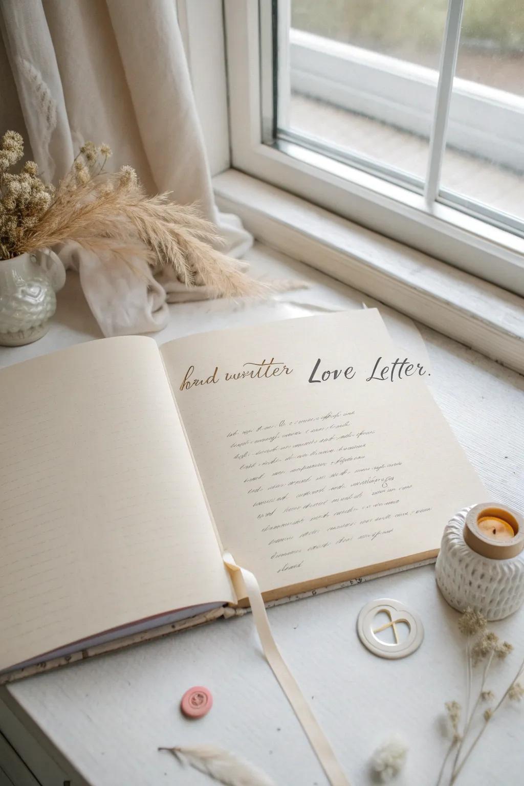 Capture the spirit of love with enduring, handwritten letters in your scrapbook.