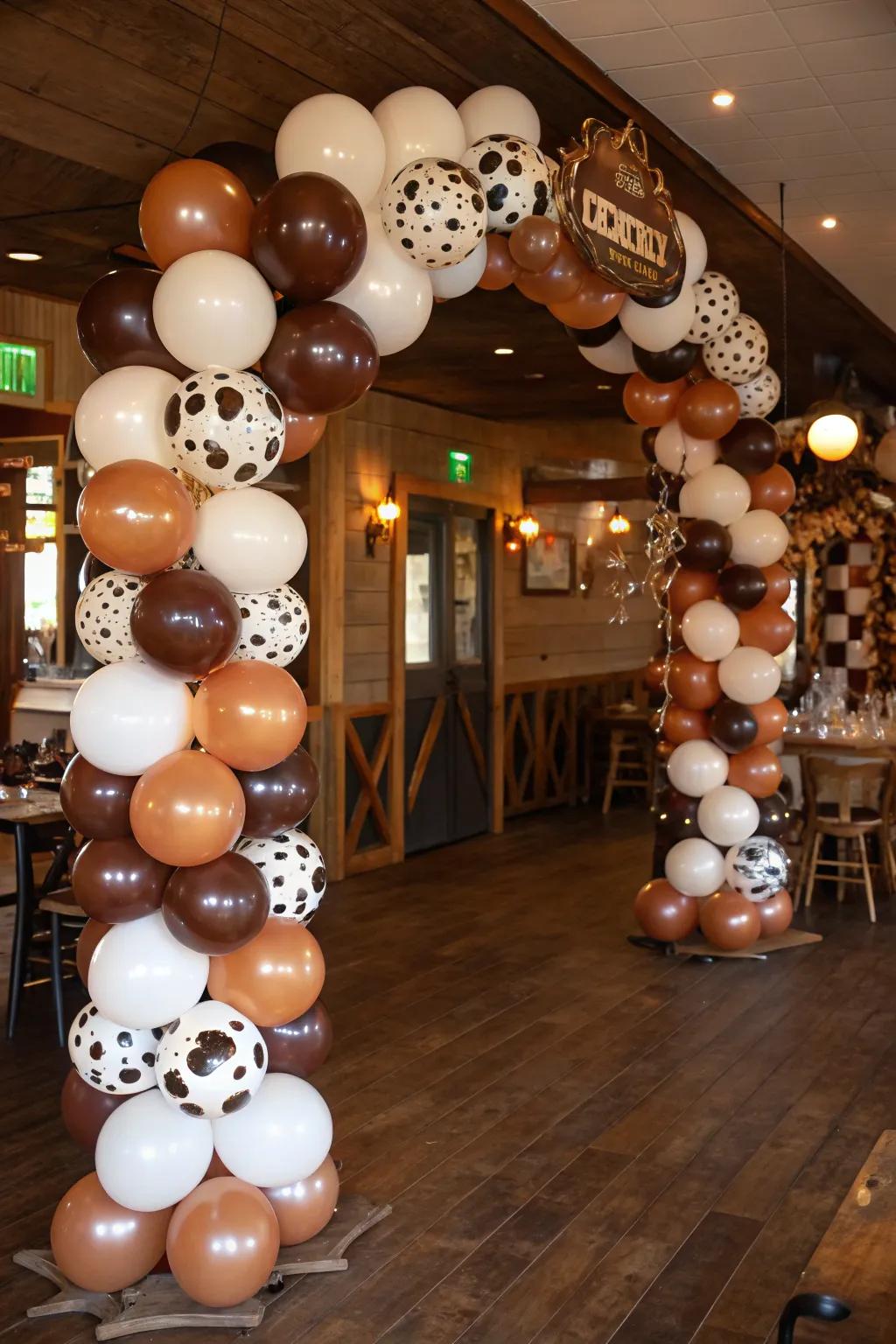 Create a grand entrance using a stunning balloon display.