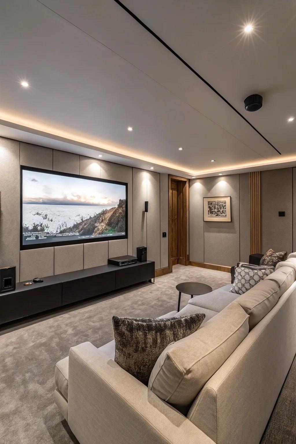The focal point of your home cinema is a large display.