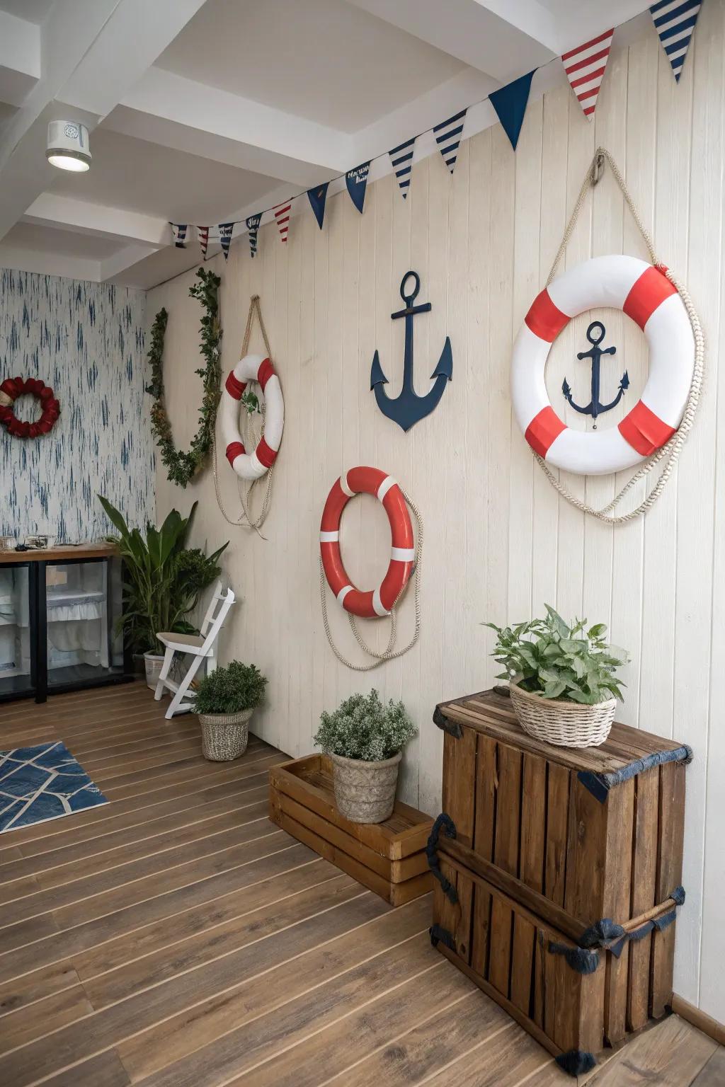 Lifebuoys and anchors imbue a sense of adventure.