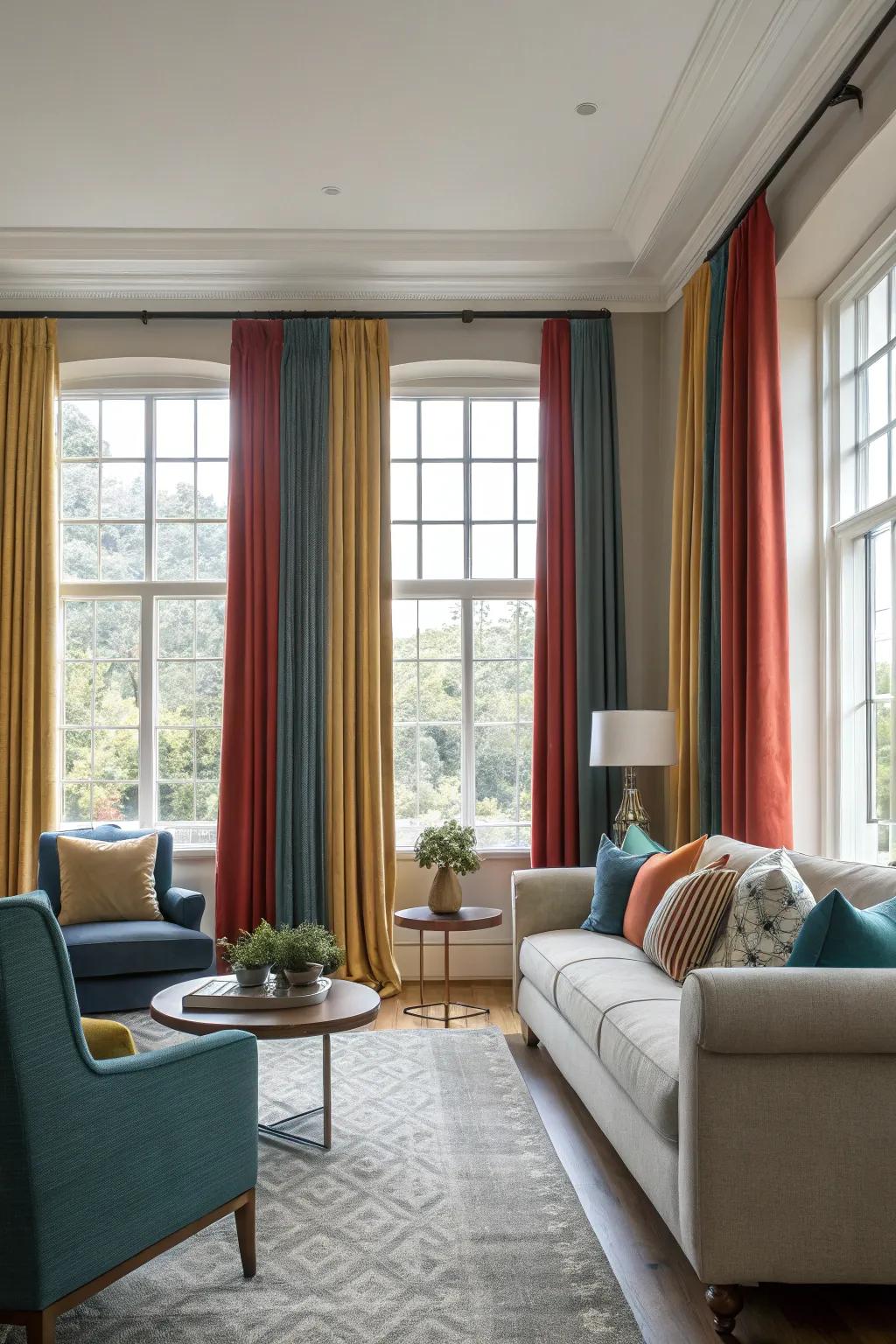 Color-harmonized curtains enhance the overall cohesion of a room.