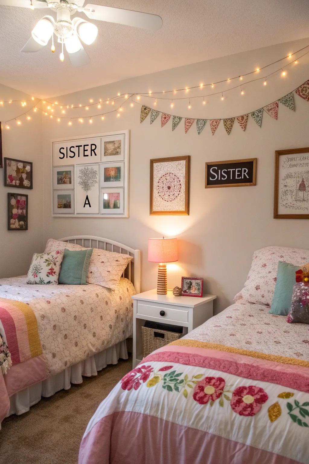 Unique, personalized touches create special spaces for each sister.