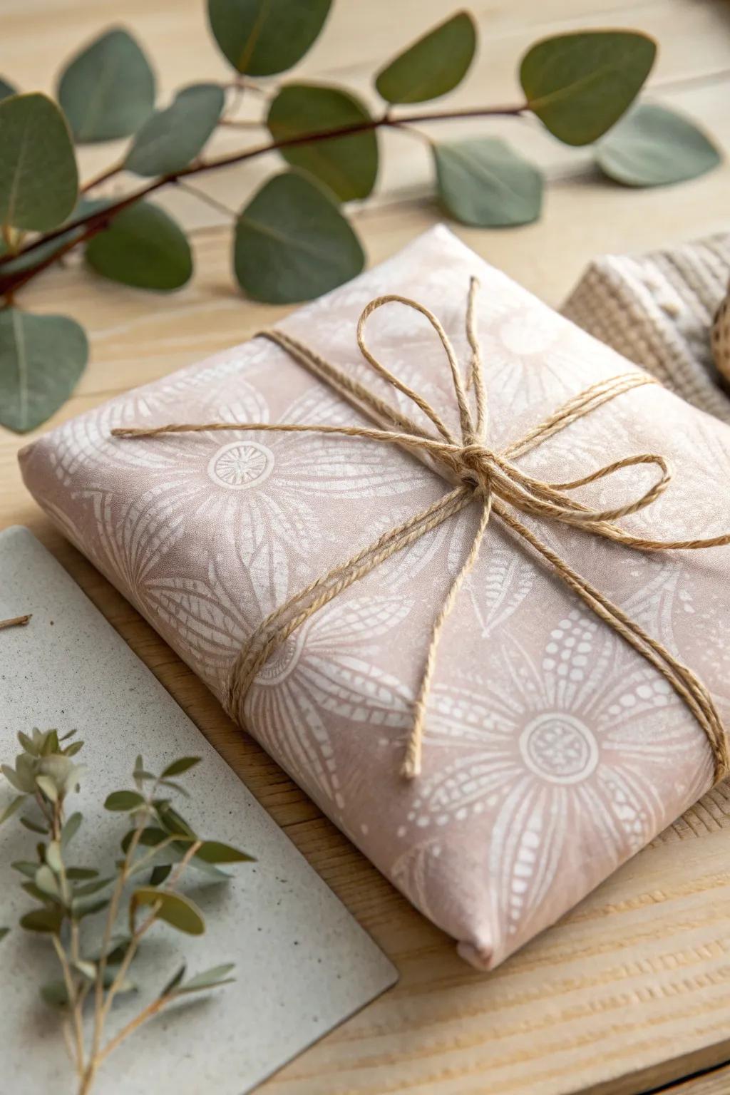 Wrap your gifts in cozy elegance with beautiful fabric, offering a unique and eco-friendly touch.