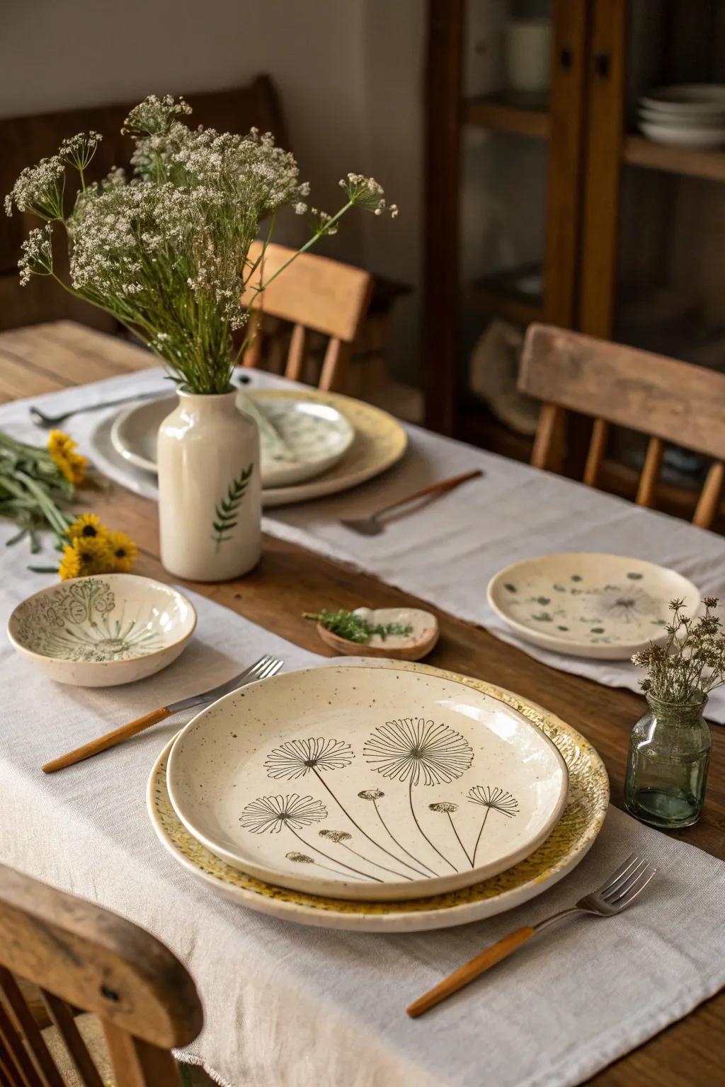 Stamped tableware brings charm to your dining experience.