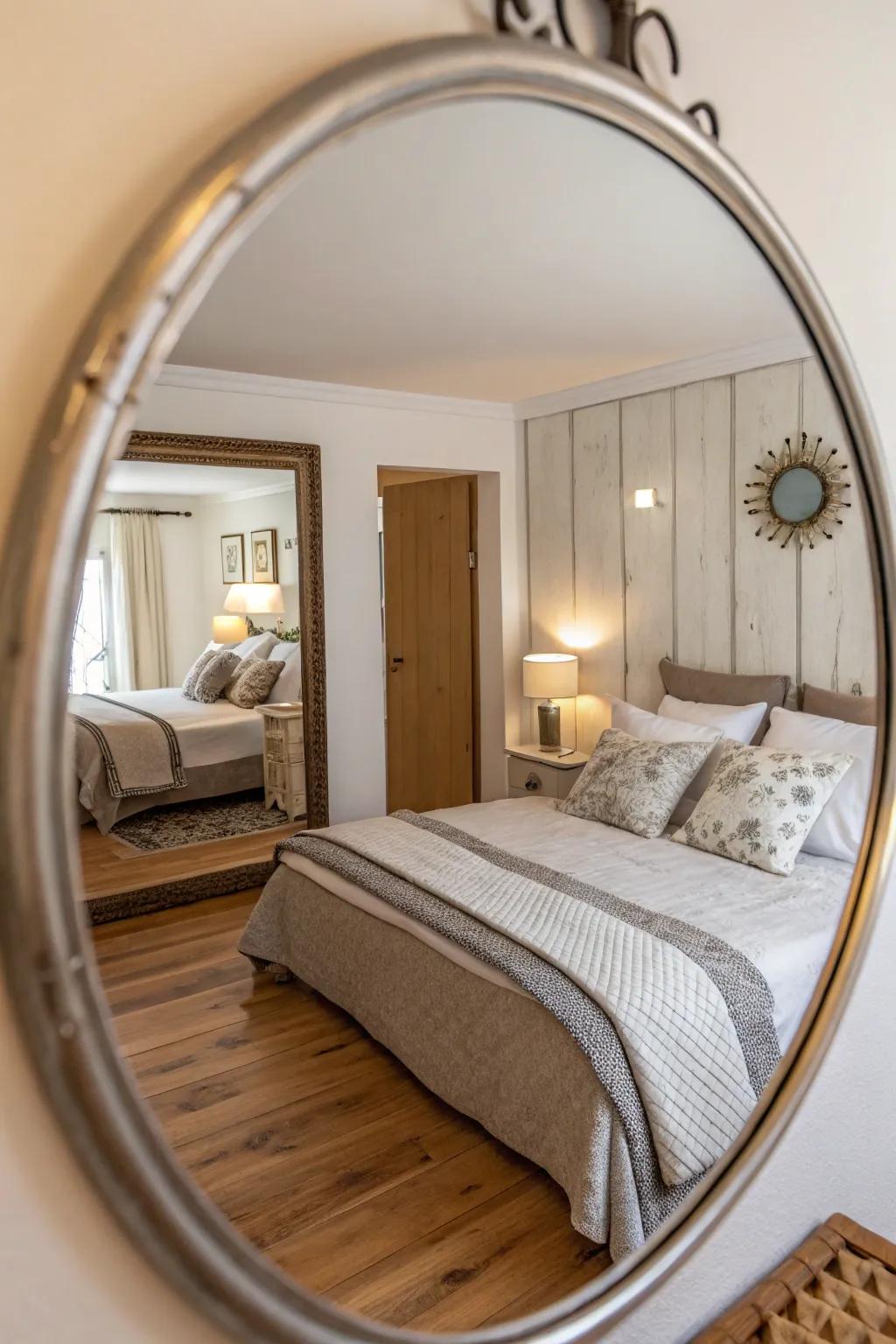 Mirrors add luminosity and scale to your bedroom's decor.
