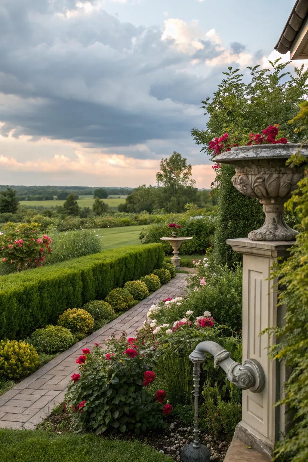 Sculpted splash guards perform both practical and artistic purposes.