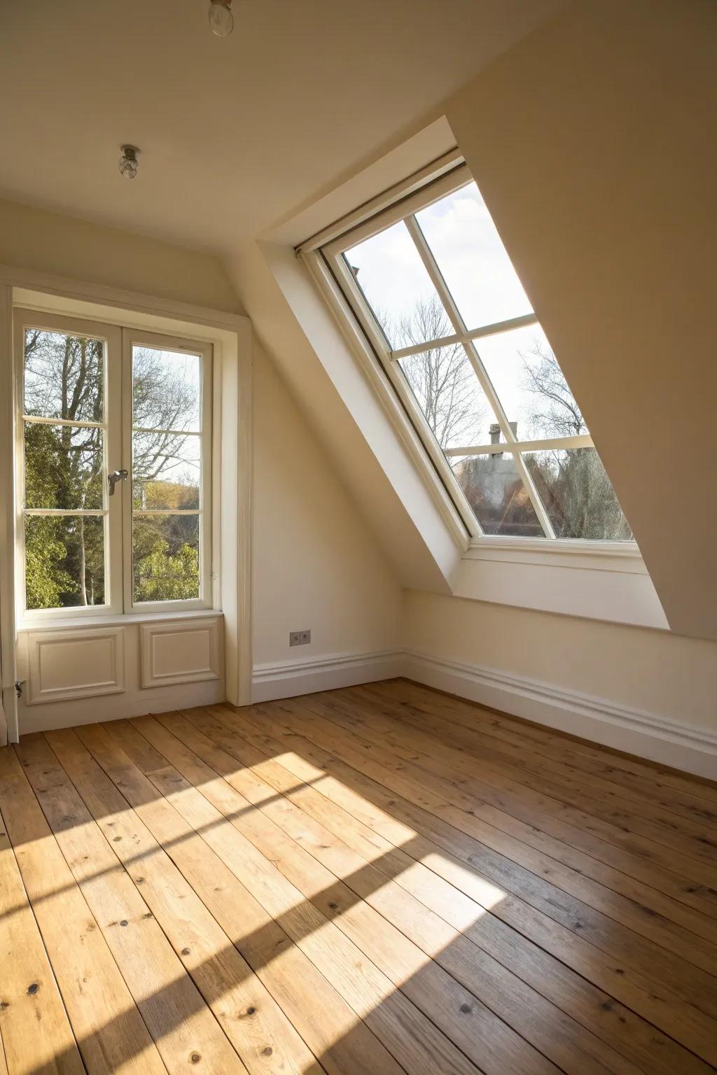 Unobstructed light converts the area into a vibrant sanctuary.