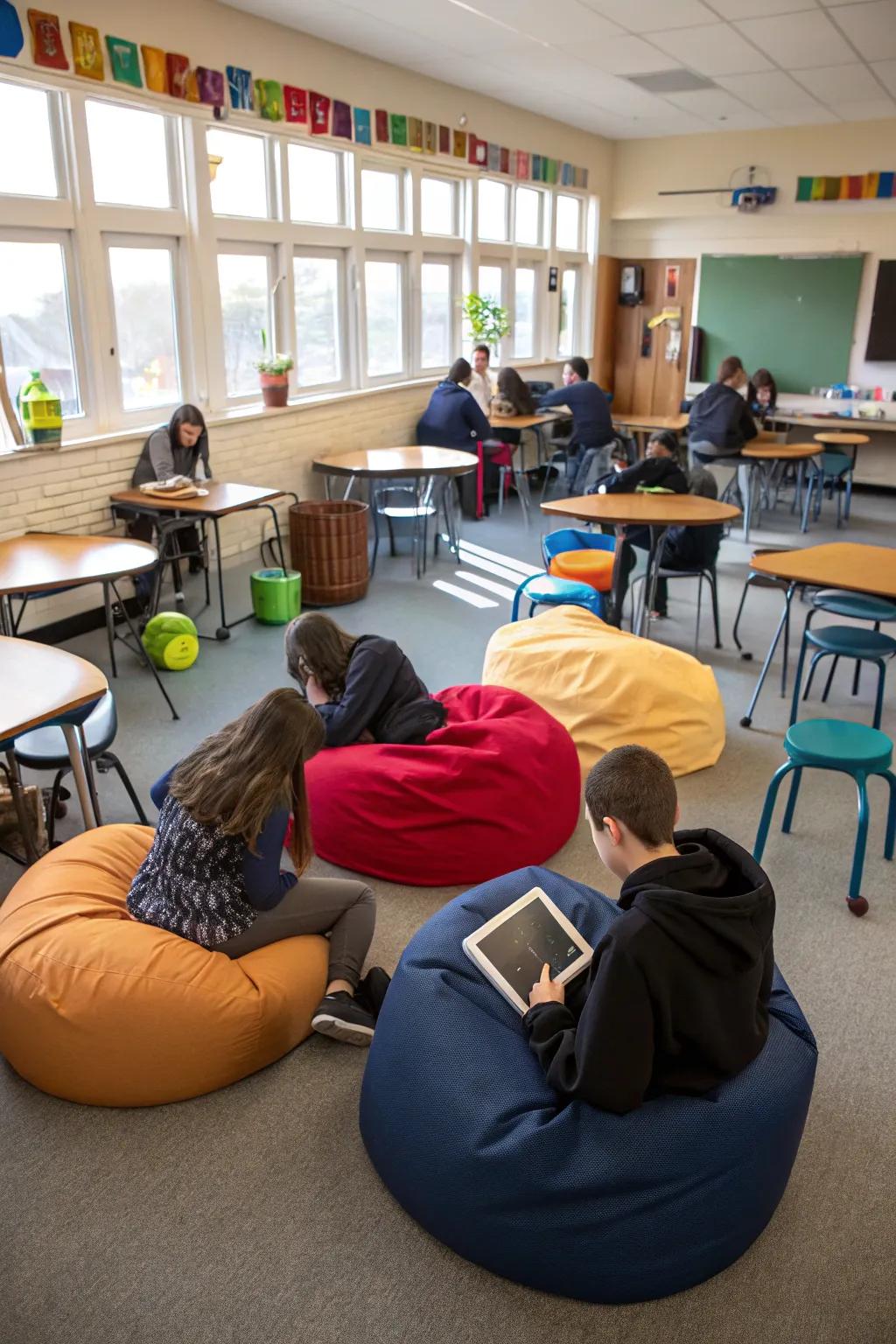 Supple seating arrangements accommodate diverse scholastic inclinations.