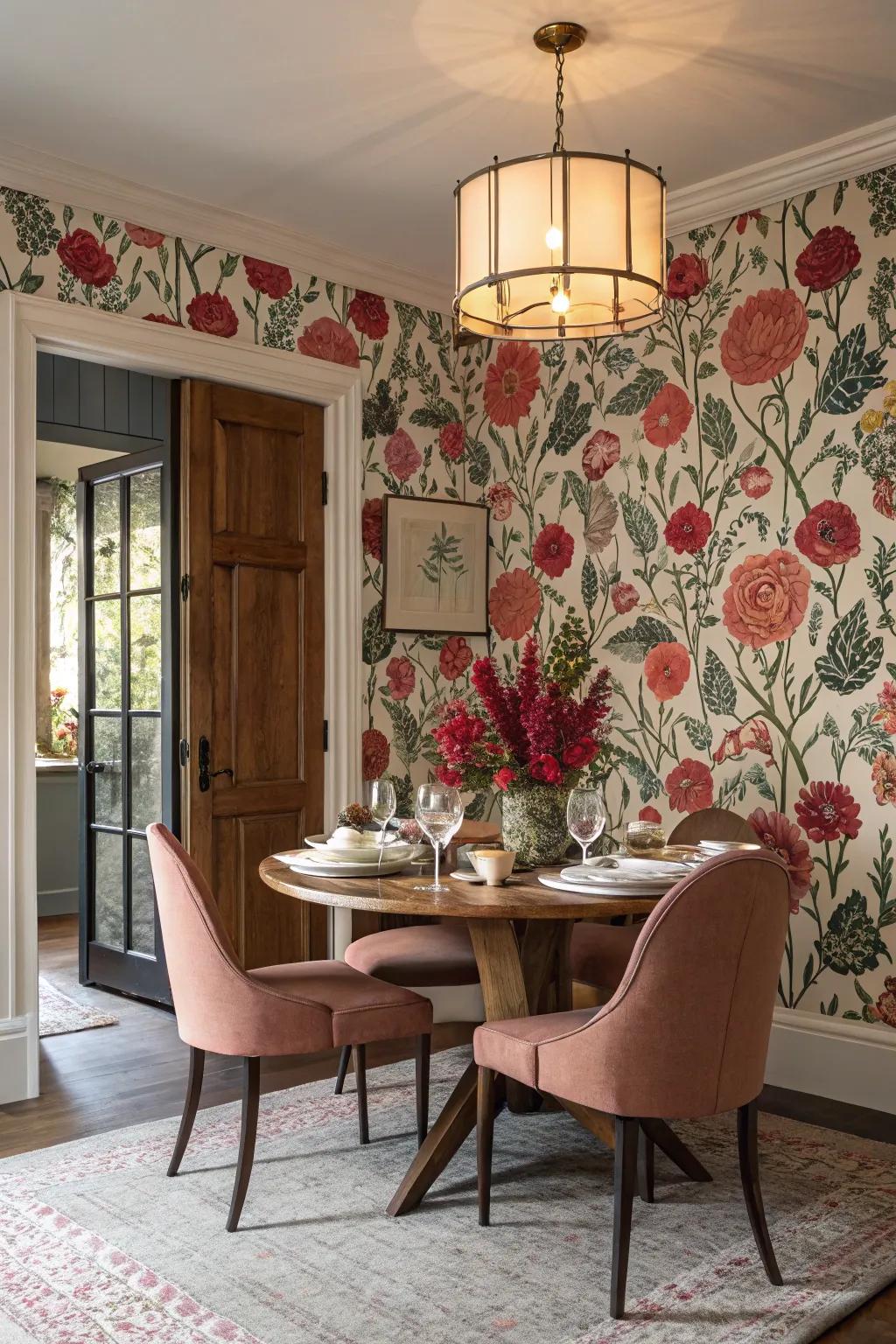 Wall coverings present an exciting option for introducing bold designs and vibrant colors.