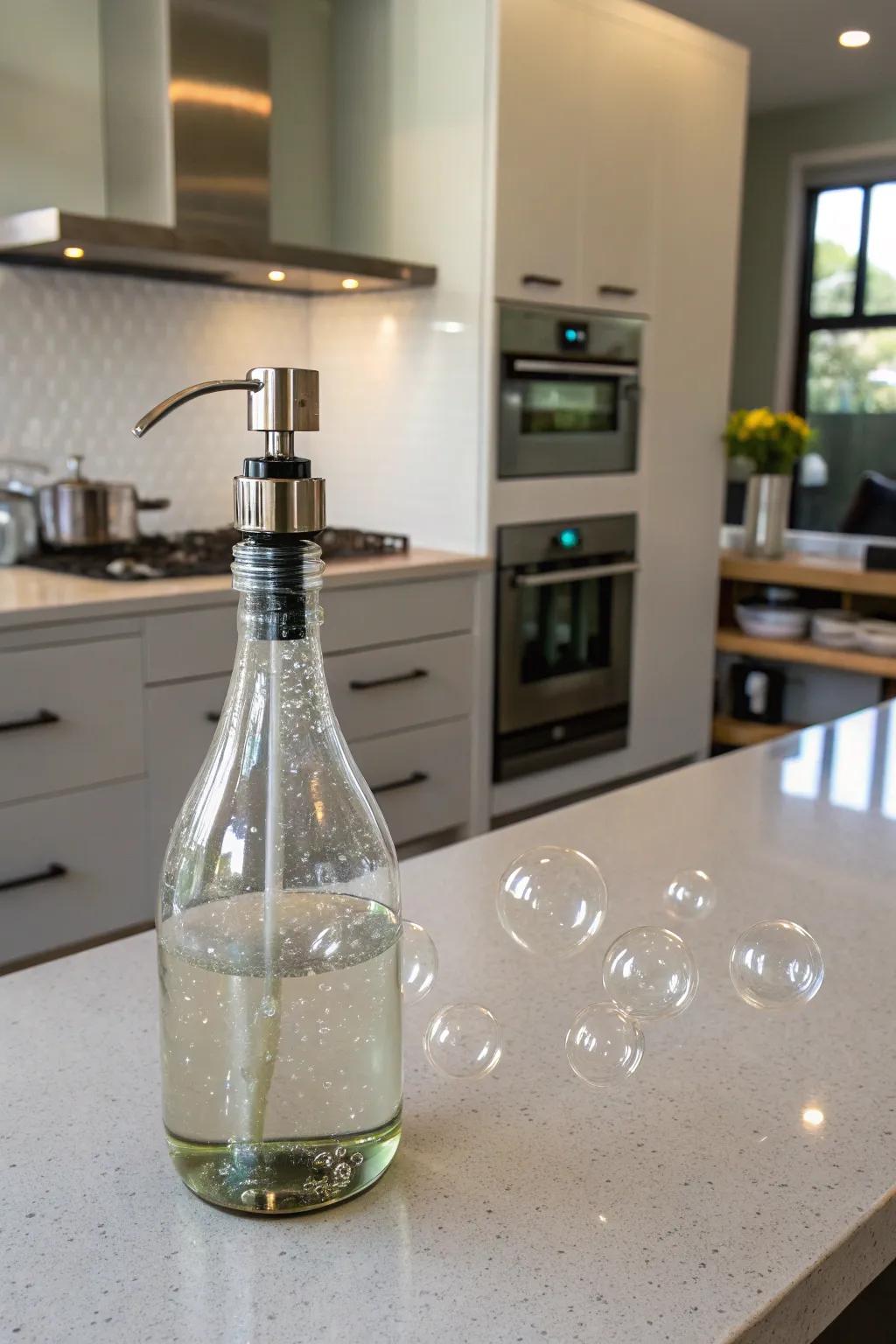 Repurposing wine bottles injects a personalized element into your cooking area.