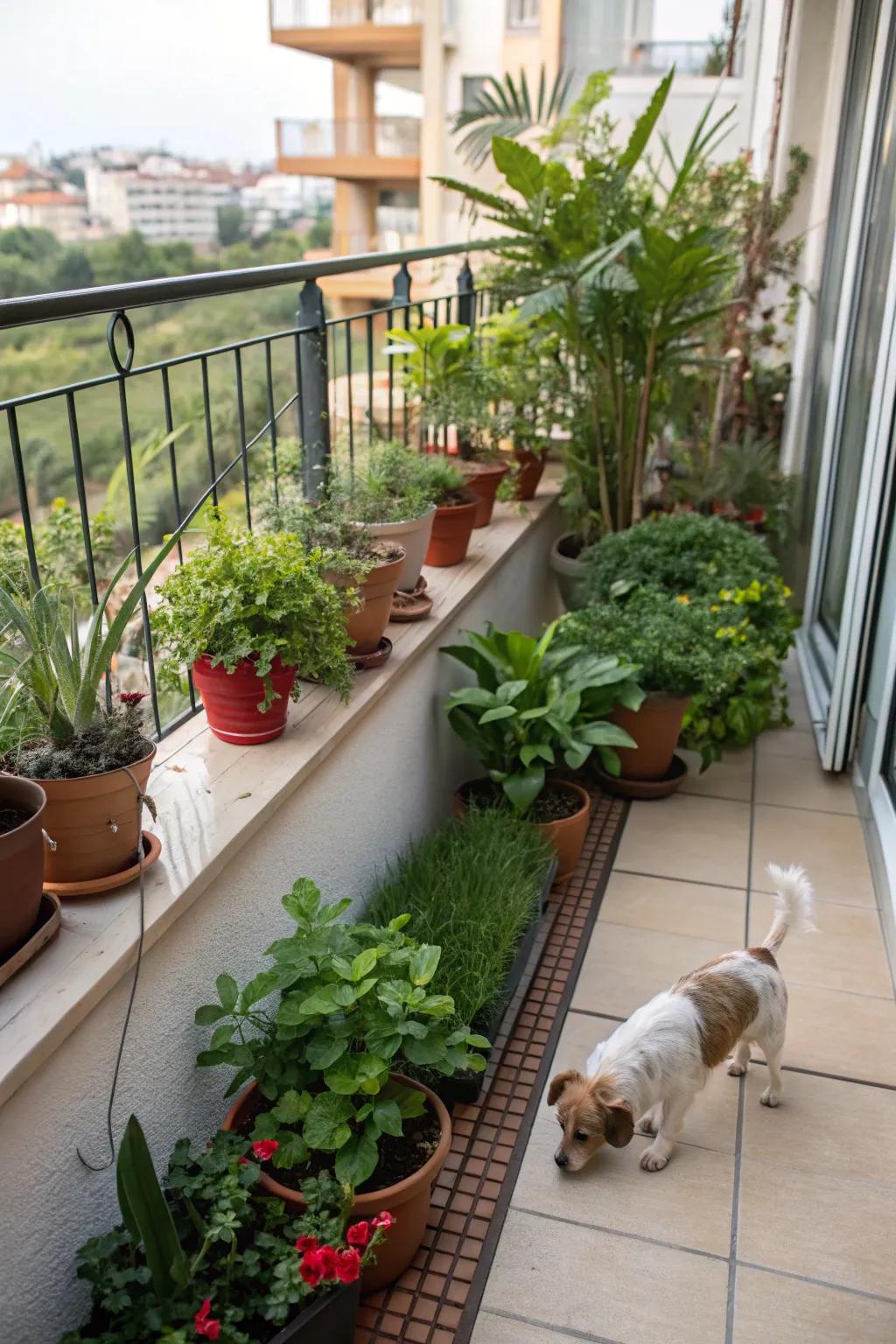 Dog-friendly plants provide a touch of greenery to any balcony.