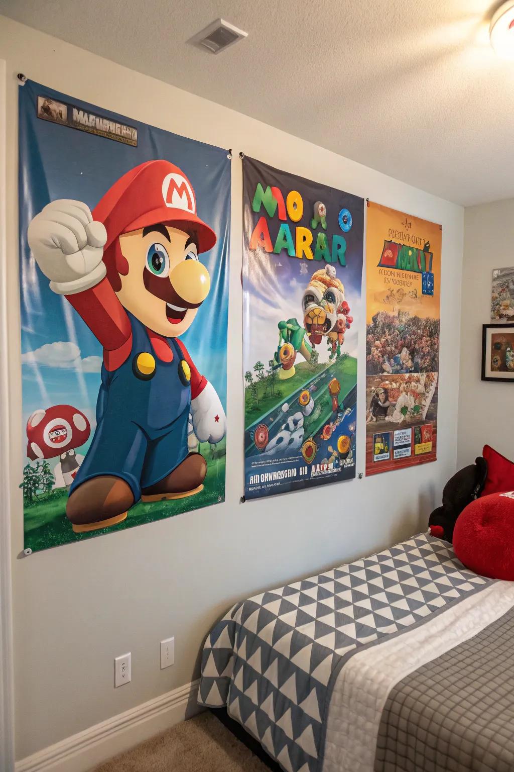Themed wall art enriches your gaming room.