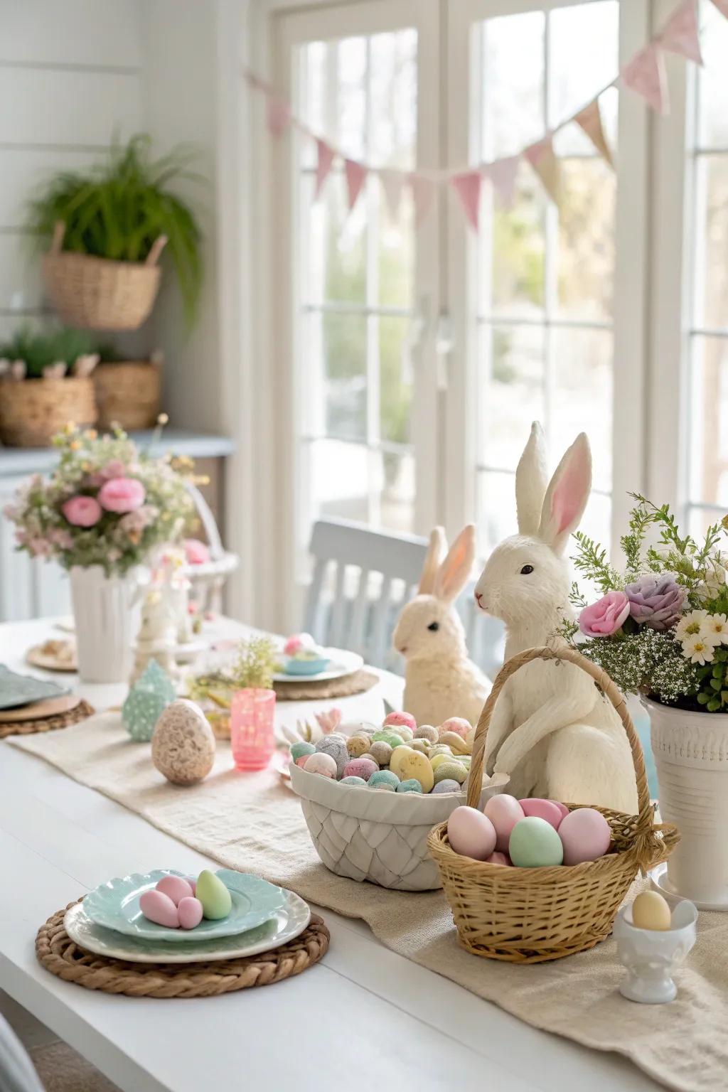 Quirky rabbit figures for a touch of playful charm.