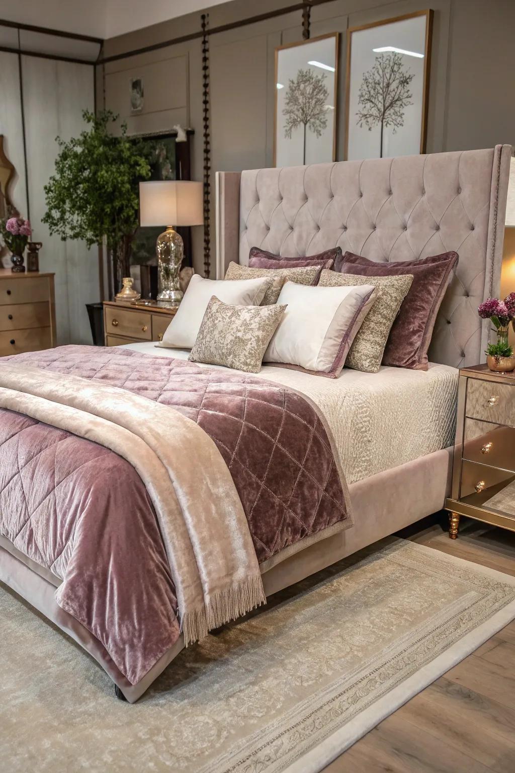Opulent materials enhance both ease and extravagance.
