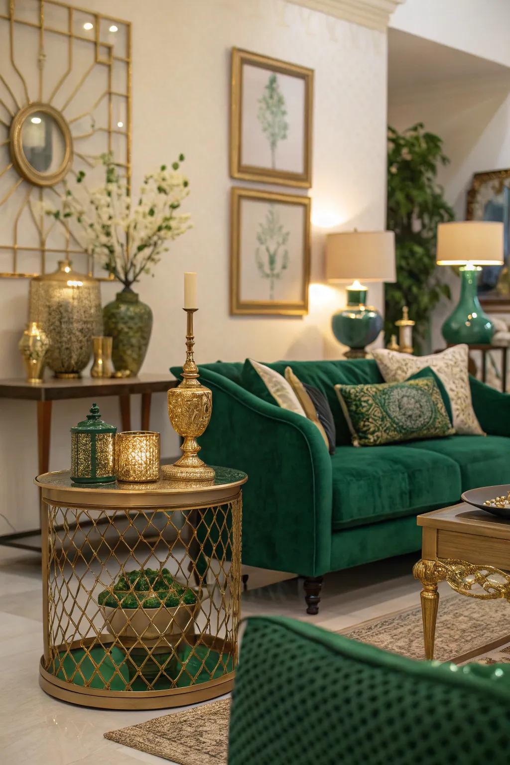 A perfect blend of forest tones and gilded accents.