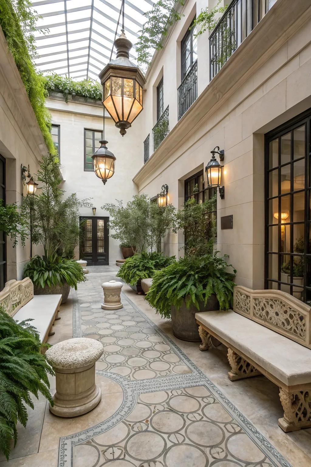 Elevate your courtyard with elegant and durable stone flooring.