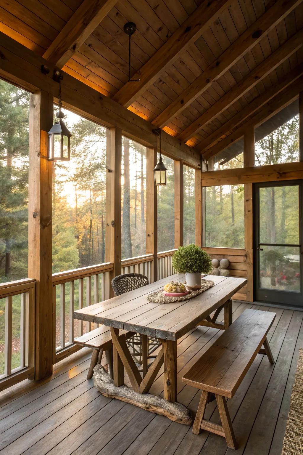 Traditional allure with timber touches.