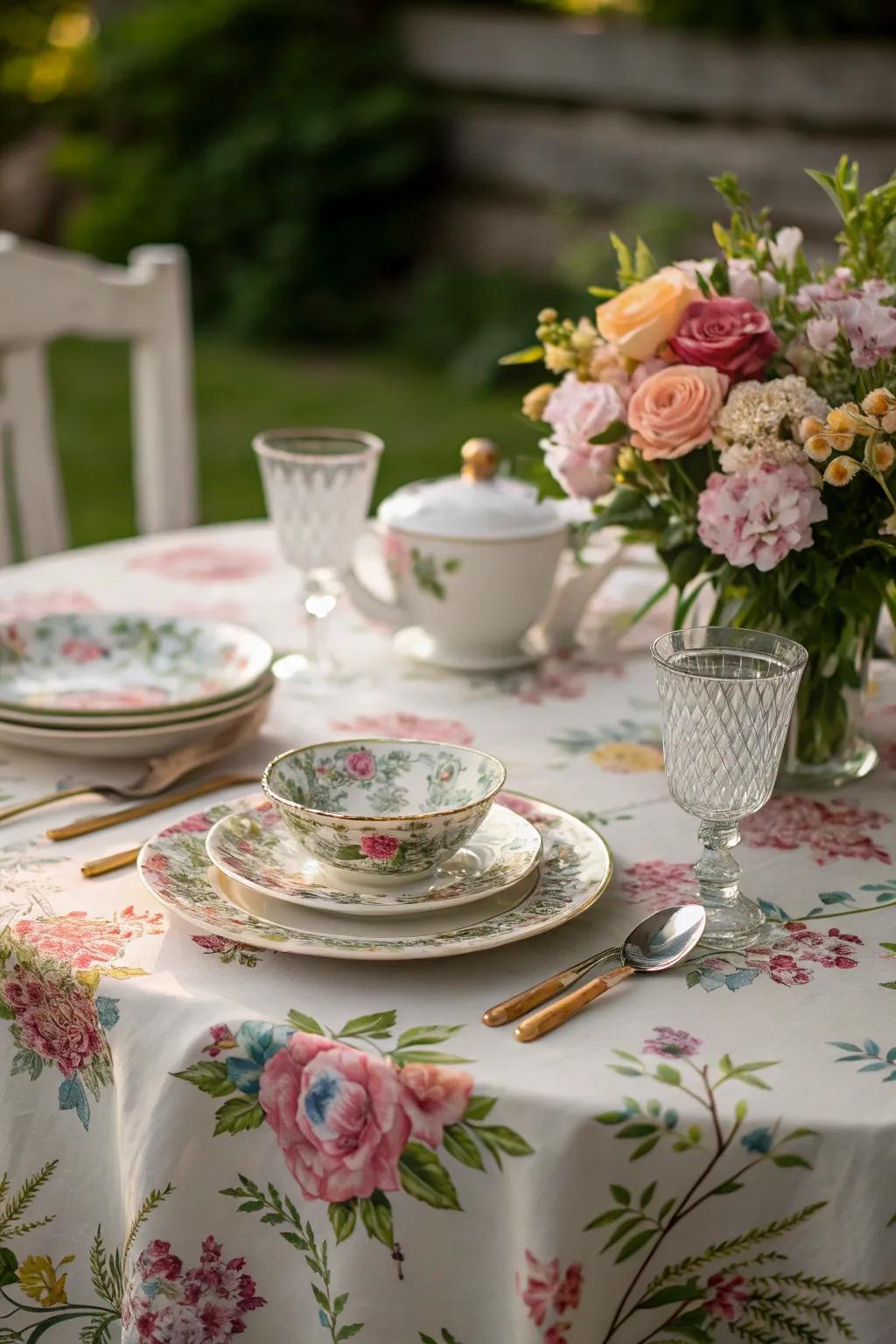 Classic dining arrangements enhance the tea garden experience.