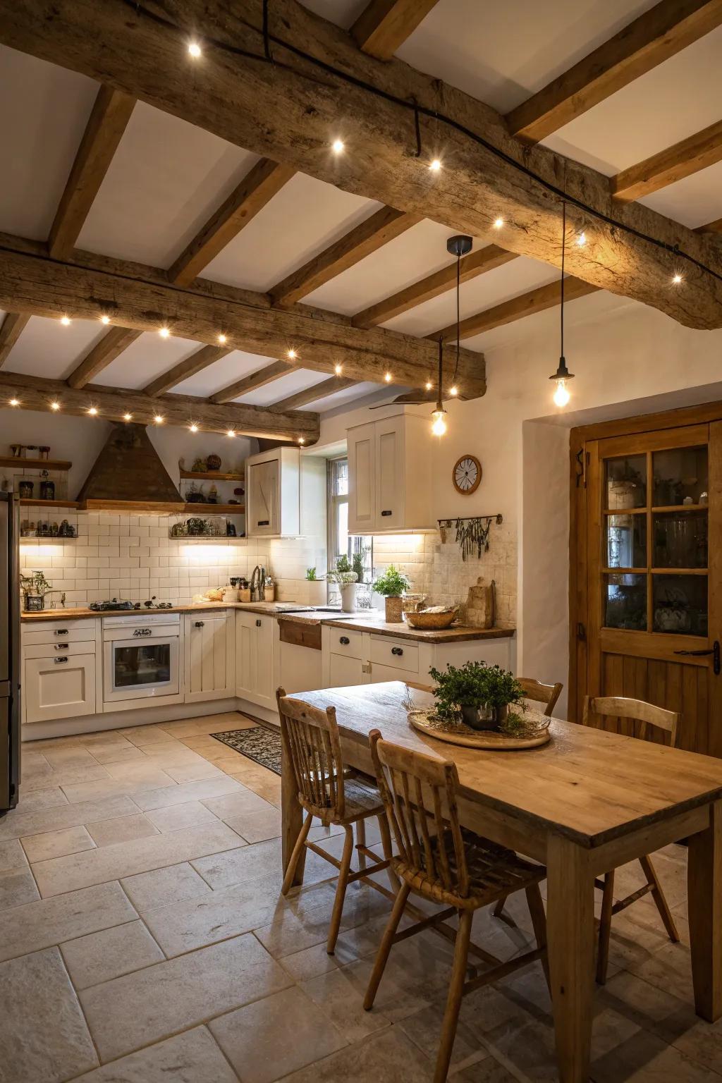 Subtle and inviting: inset lighting to foster a cozy culinary space.