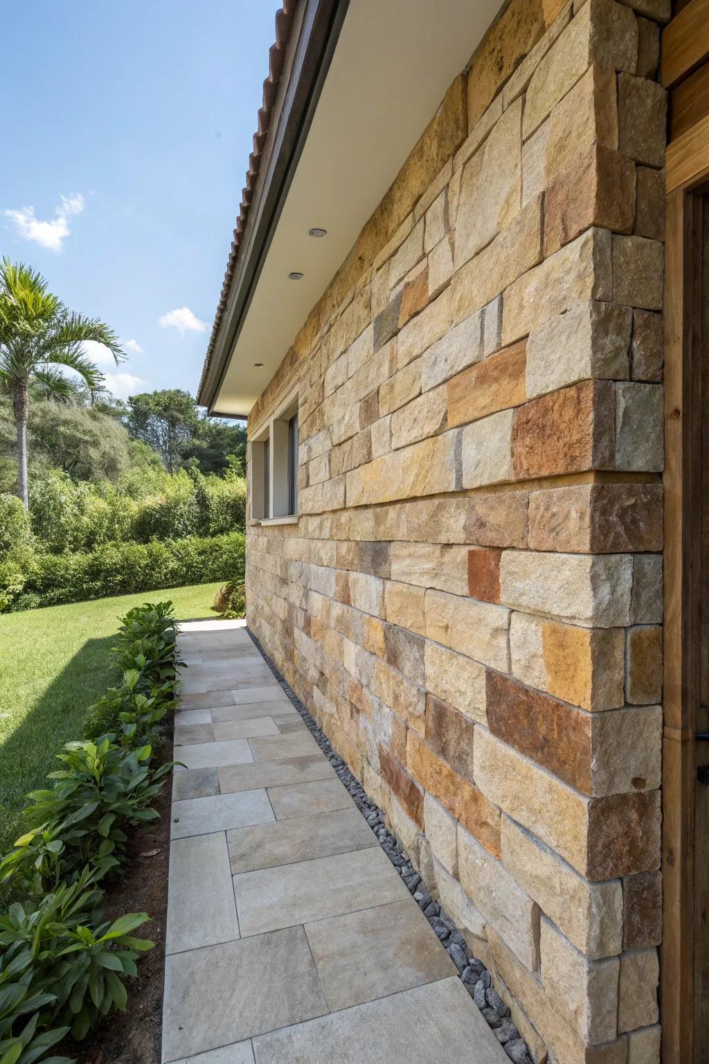 Natural stone inspired coverings infuse rustic charm into your home.