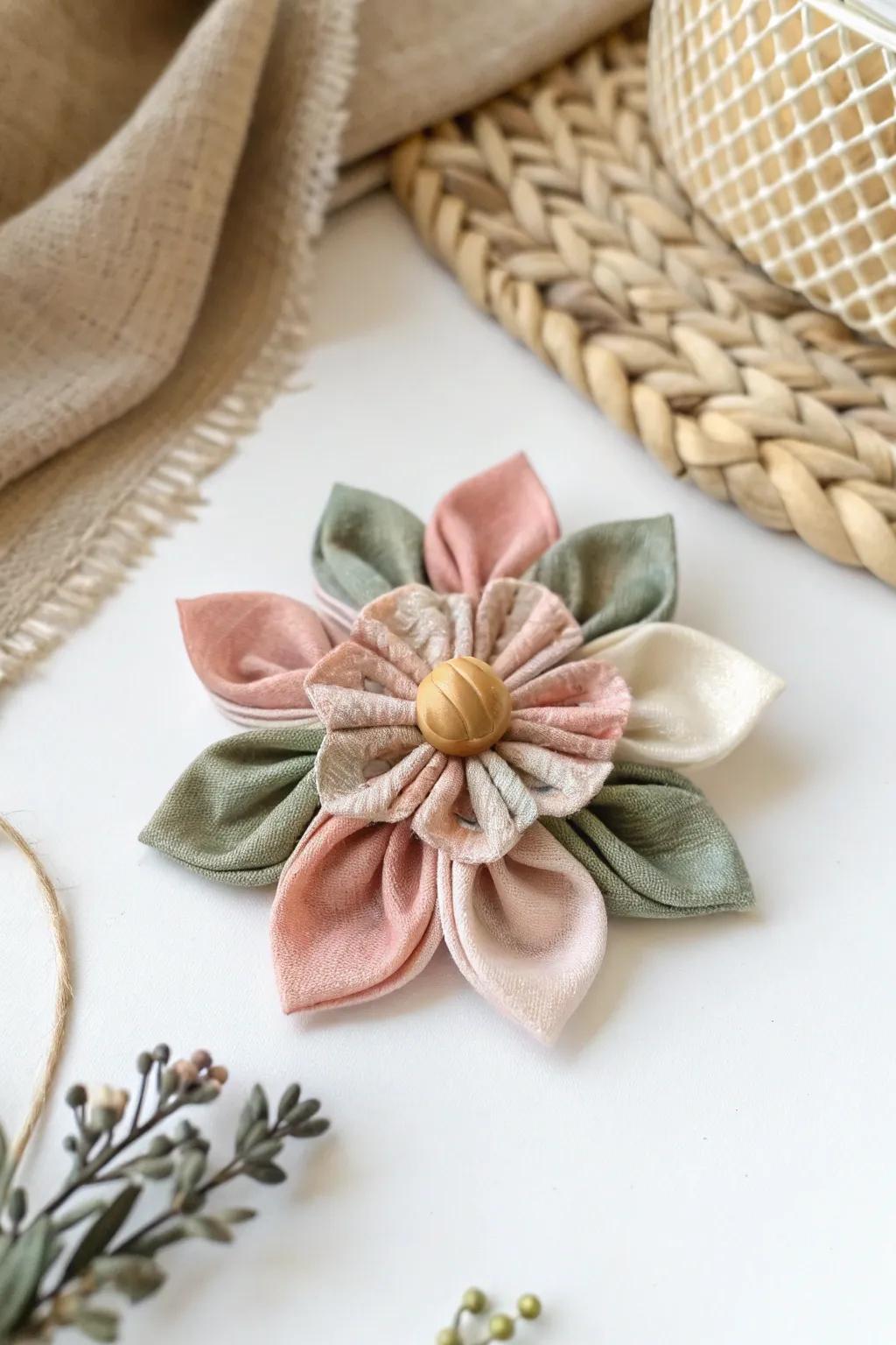 Transform memories into beauty with repurposed textile blossoms. 🌸 #EcoFriendlyElegance #CraftedWithLove