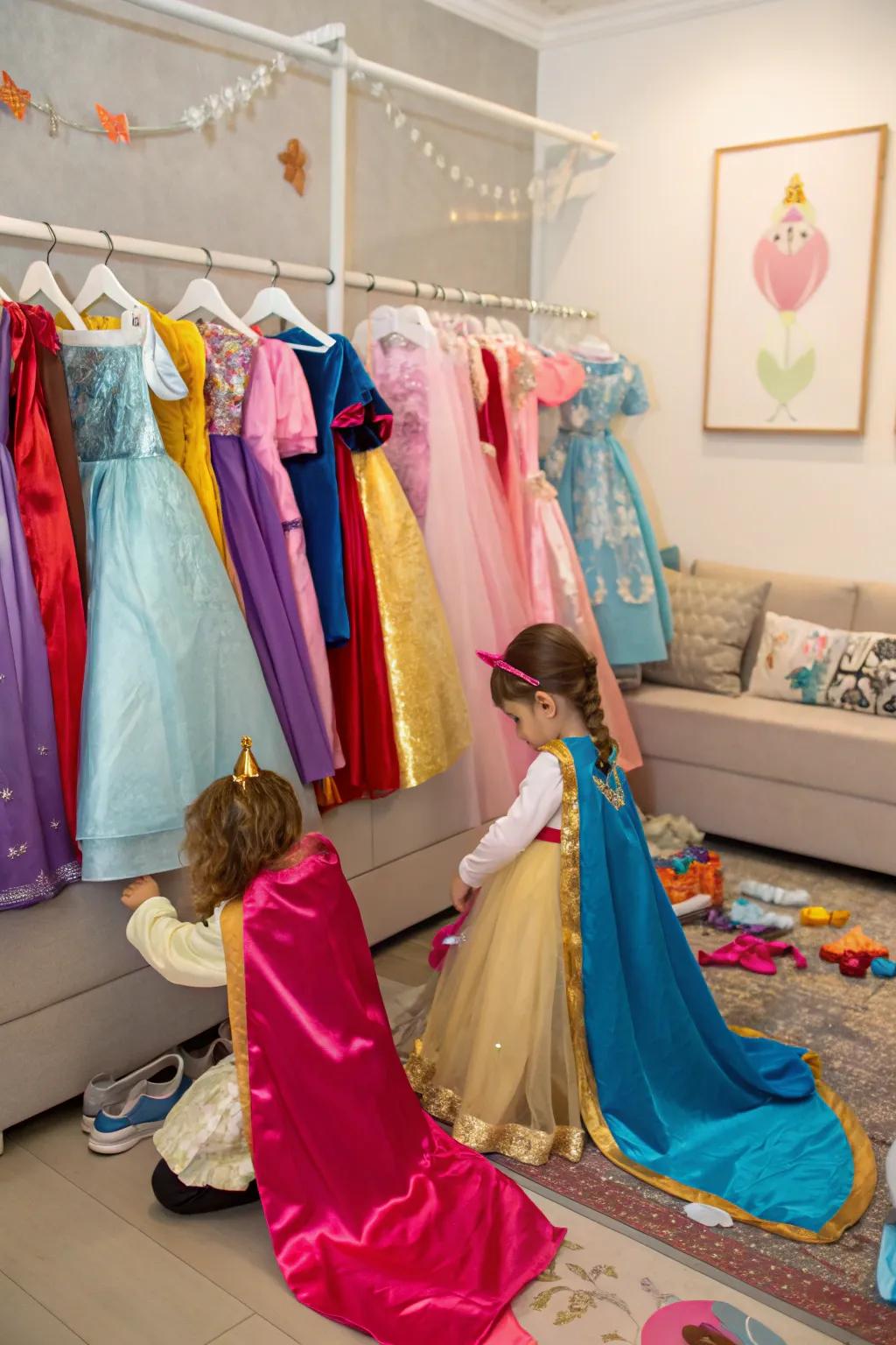 An enchanting dress-up space for younger attendees.