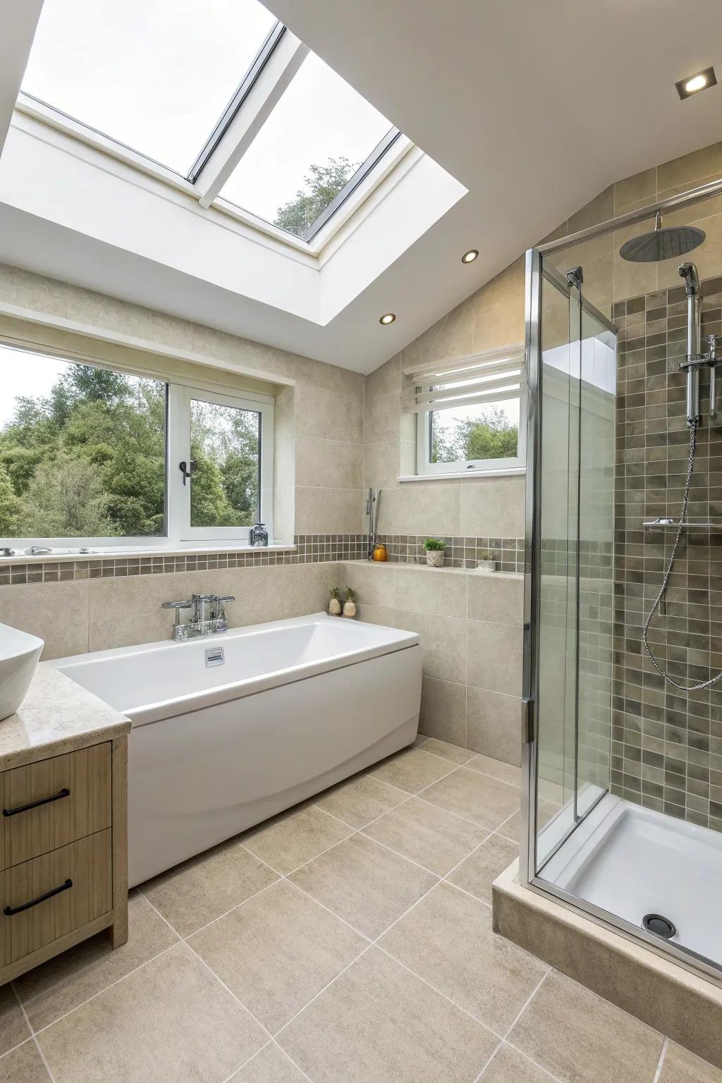 A blend of luxury and convenience in a family bathroom.