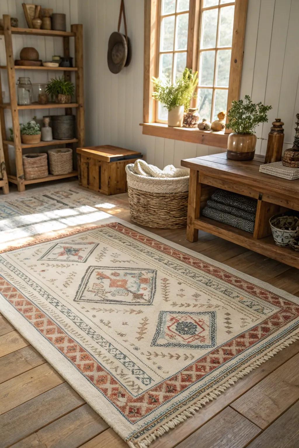 Assembled rugs give depth and add personality to any room.