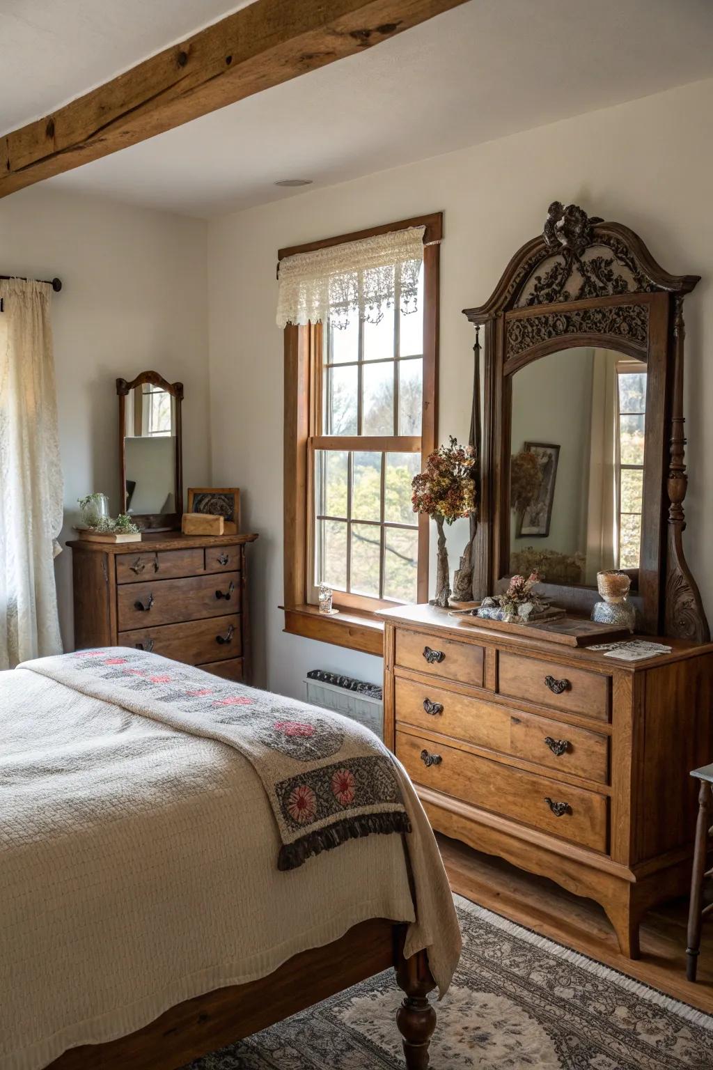 Timeless mirrors introduce sophistication and space.