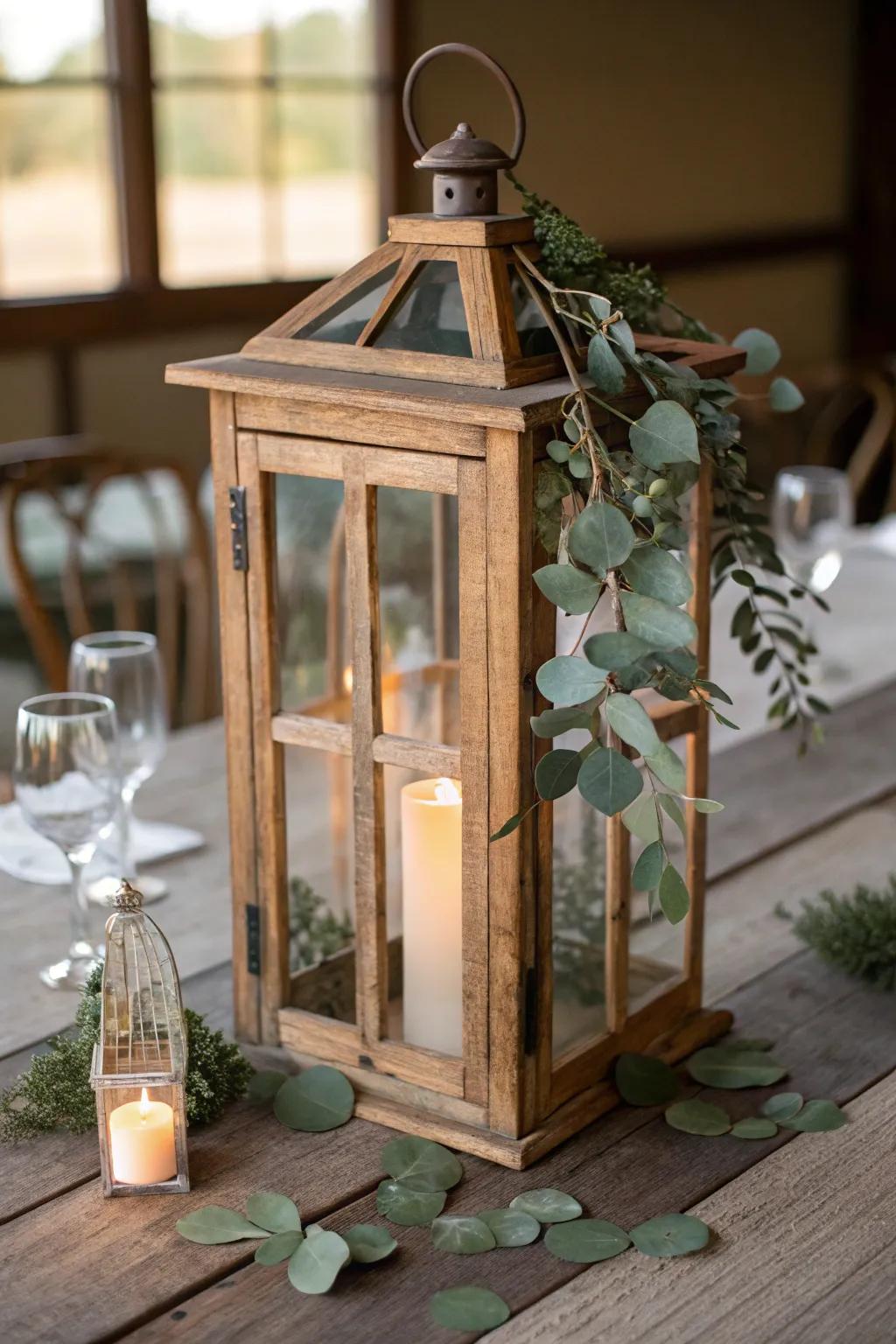 Vegetation infuses vitality into your lantern ornamentation.