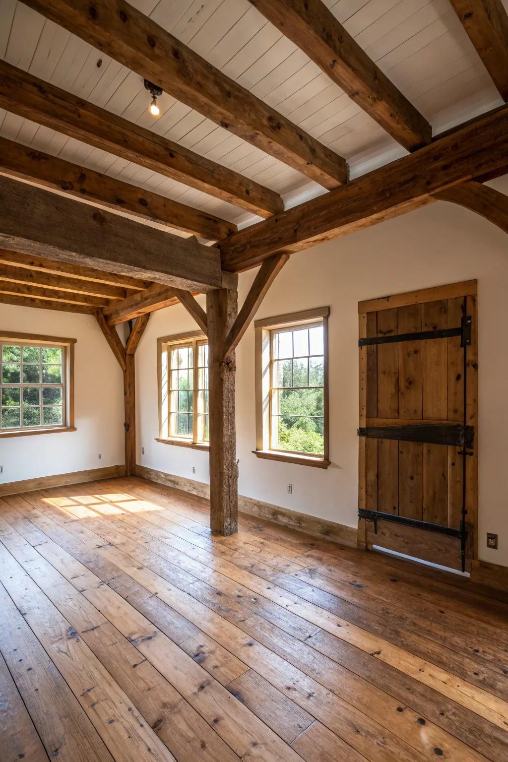 Country wood features that epitomize farmhouse design.
