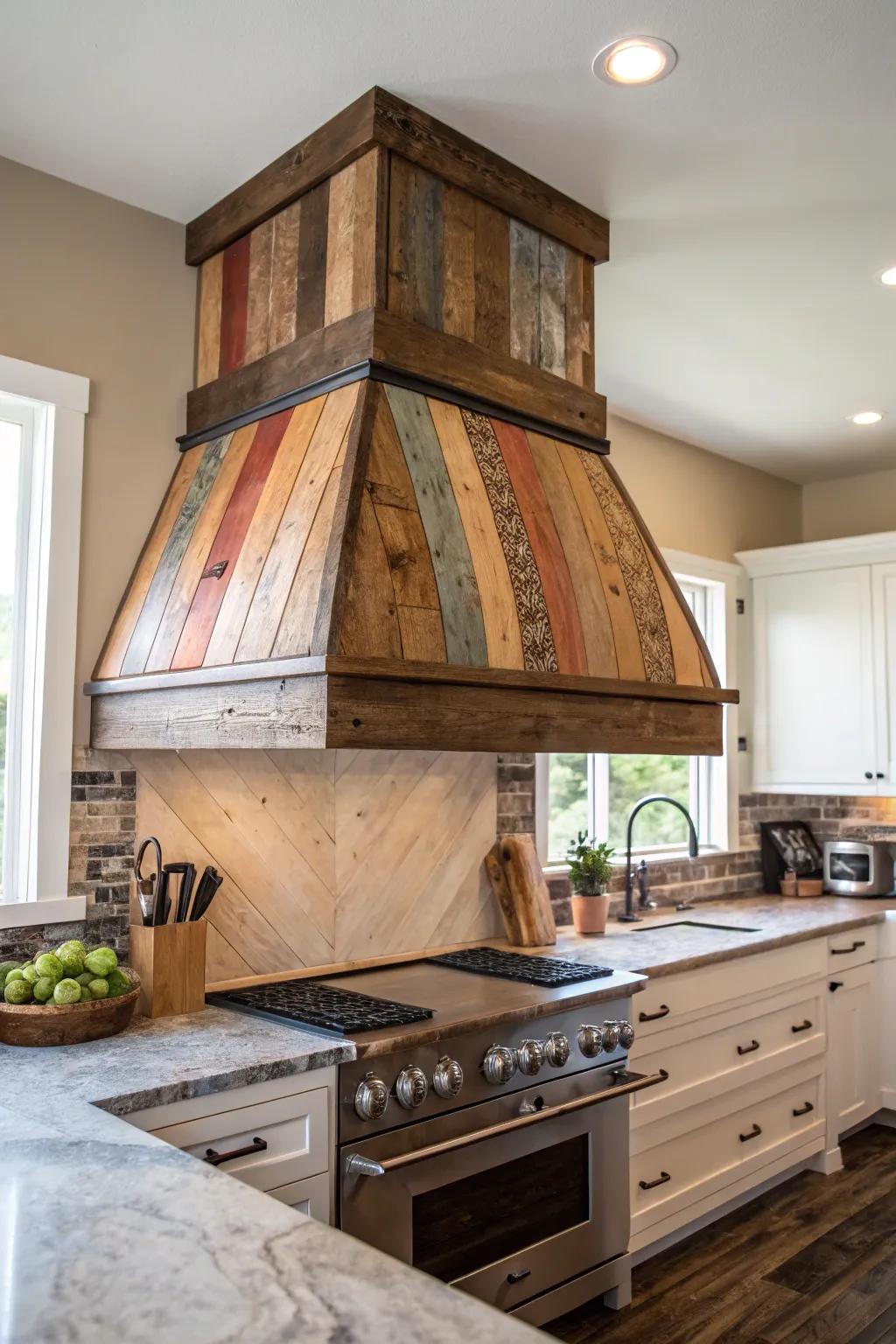 Reclaimed wood range hoods offer unique textures and character.